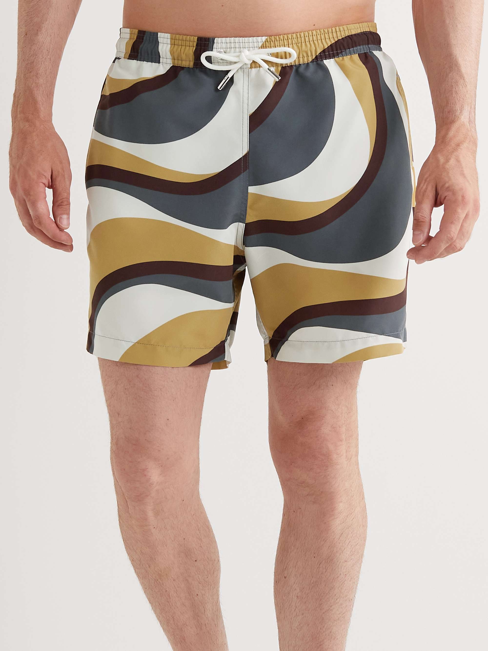 MR P. Straight-Leg Mid-Length Irregular Botanical Printed Recycled Swim Shorts