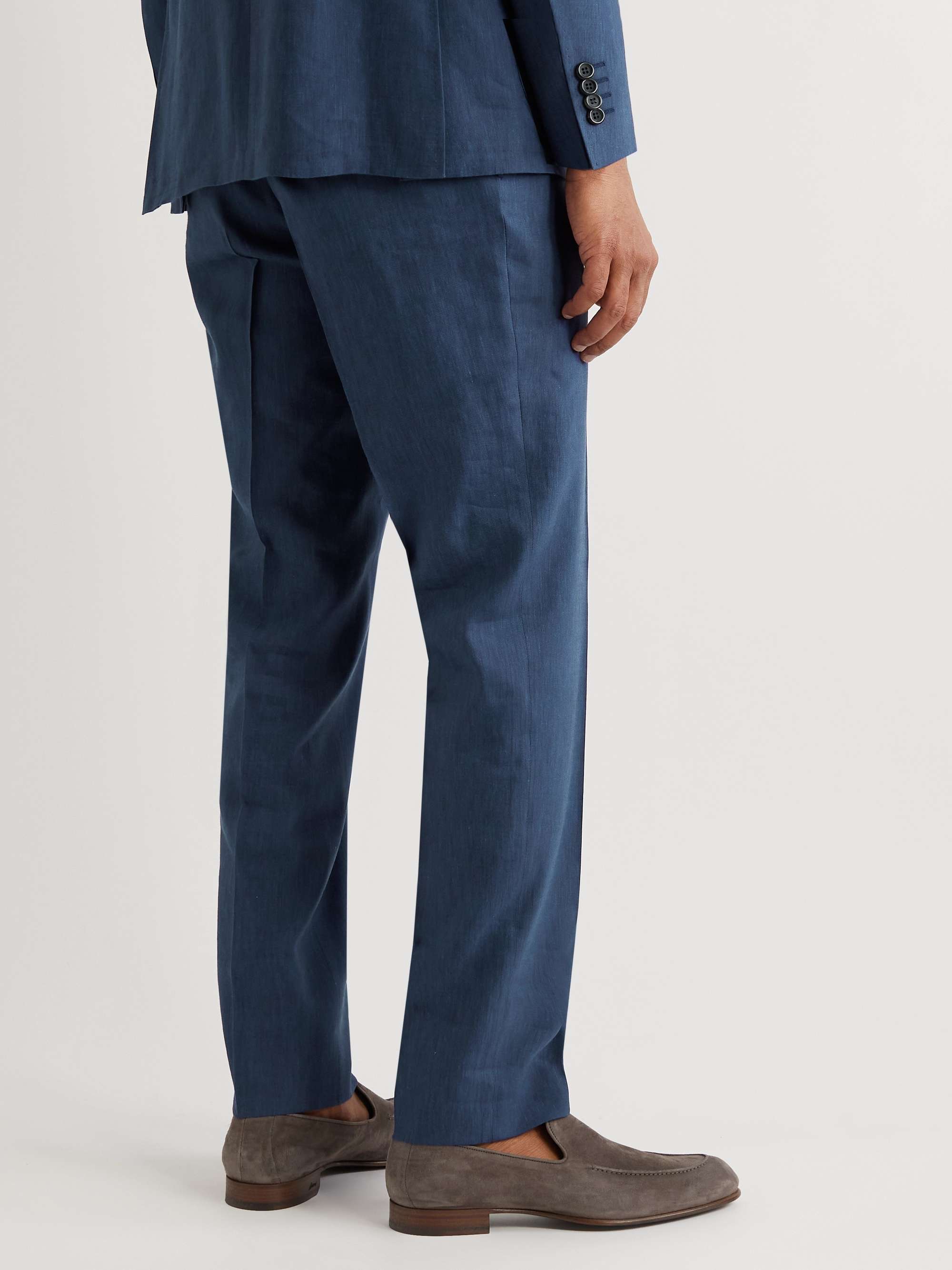 CANALI Kei Slim-Fit Tapered Linen and Wool-Blend Suit Trousers