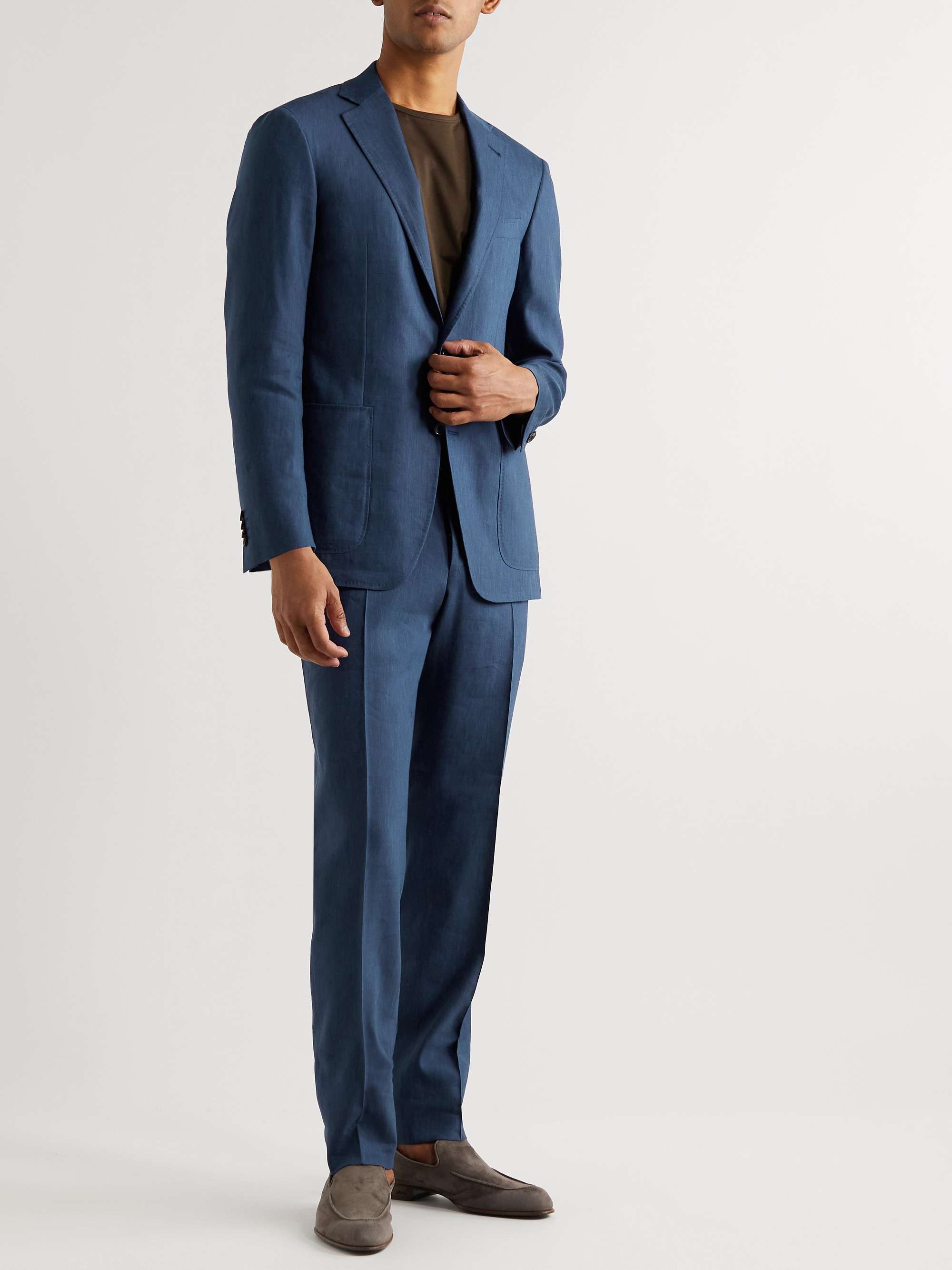 CANALI Kei Slim-Fit Tapered Linen and Wool-Blend Suit Trousers