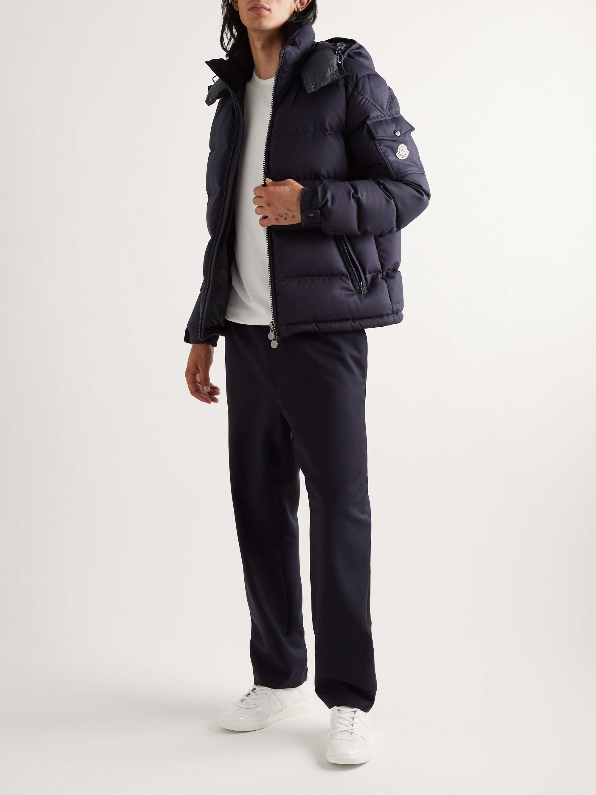 MONCLER Logo-Appliquéd Quilted Wool Hooded Down Jacket