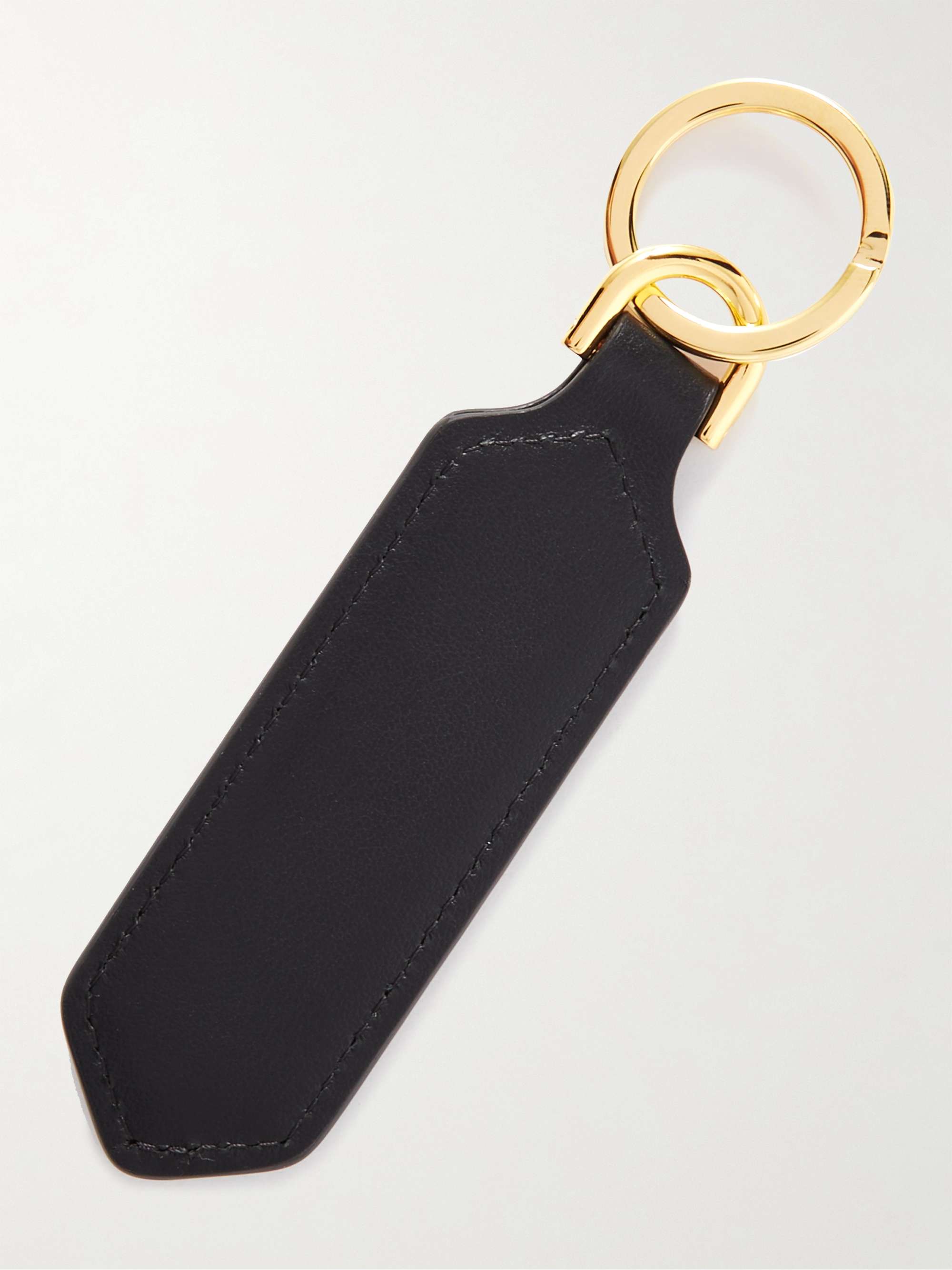 TOM FORD Logo-Debossed Leather and Gold-Tone Key Fob