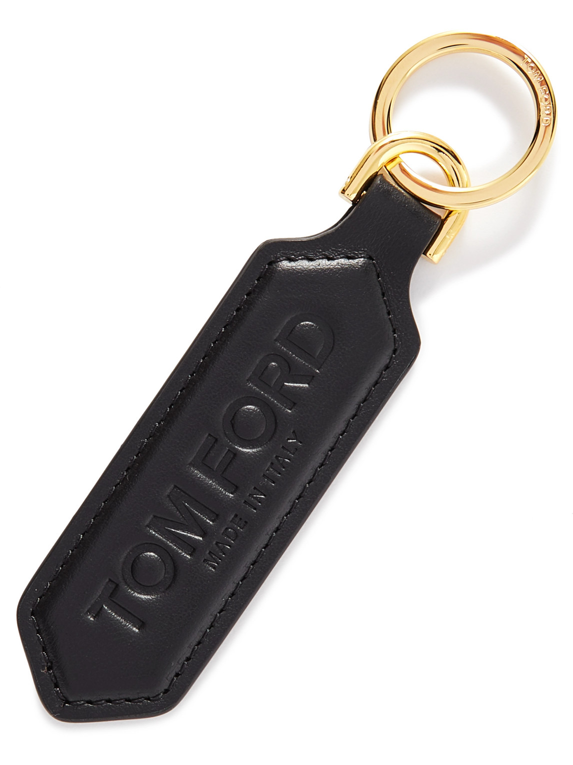 Logo-Debossed Leather and Gold-Tone Key Fob