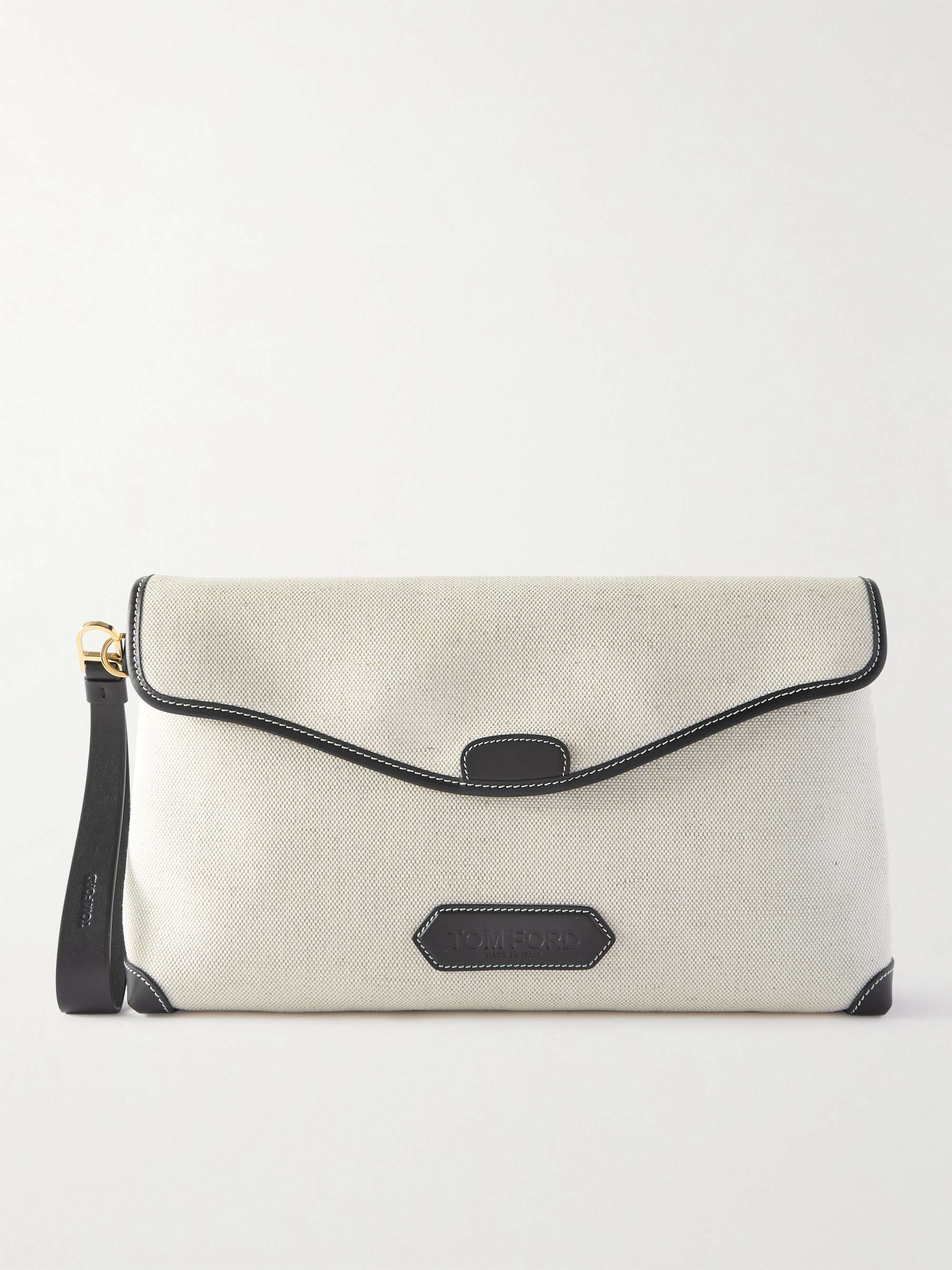 TOM FORD Leather-Trimmed Canvas Pouch
