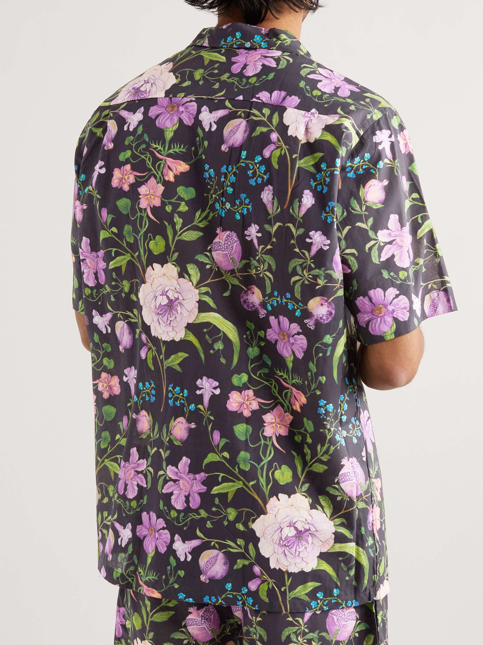 DESMOND & DEMPSEY Persephone Camp-Collar Floral-Print Organic Cotton-Poplin Pyjama Shirt