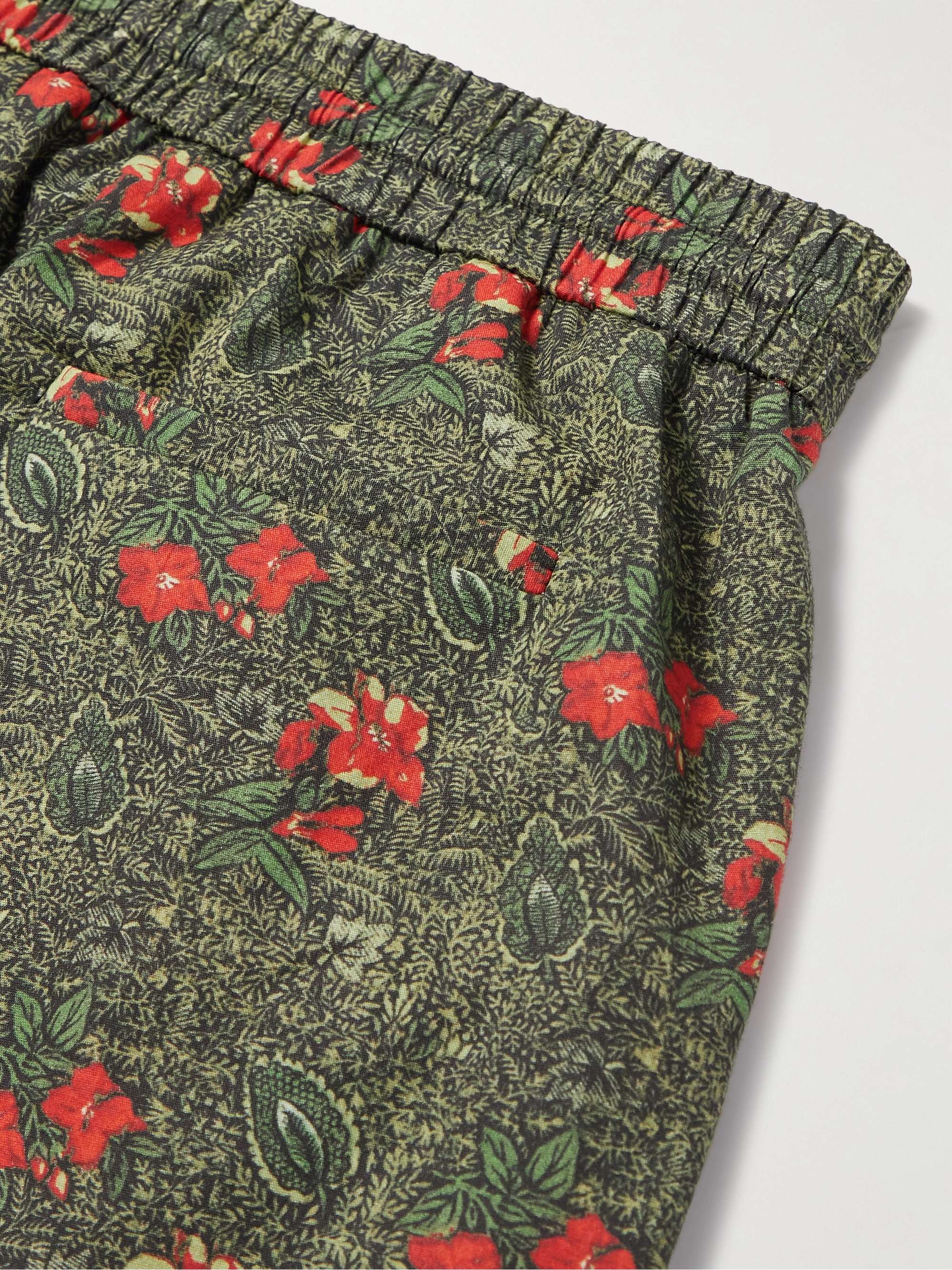 DE BONNE FACTURE Printed Cotton-Voile Drawstring Shorts