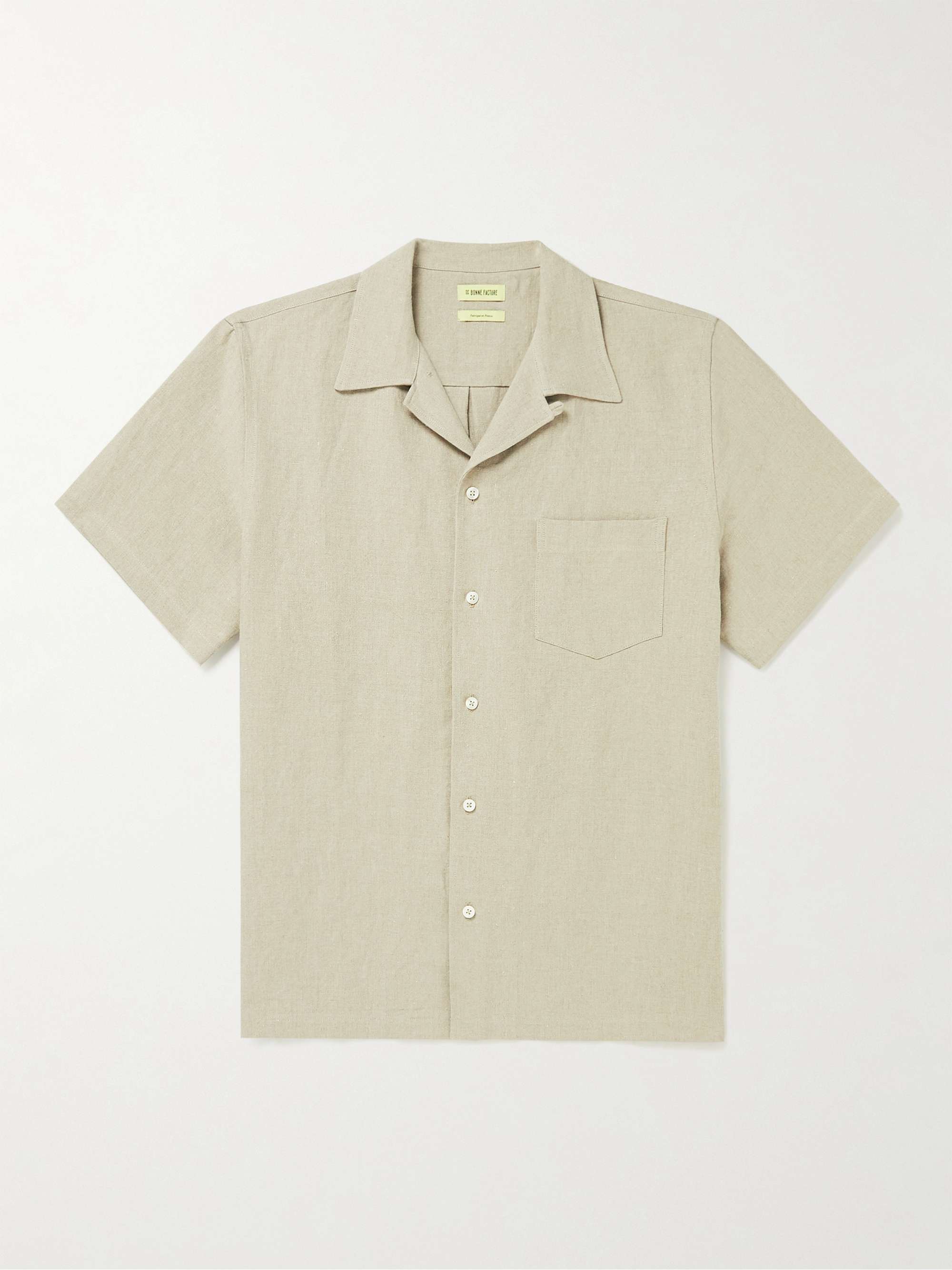 DE BONNE FACTURE Convertible-Collar Linen Shirt