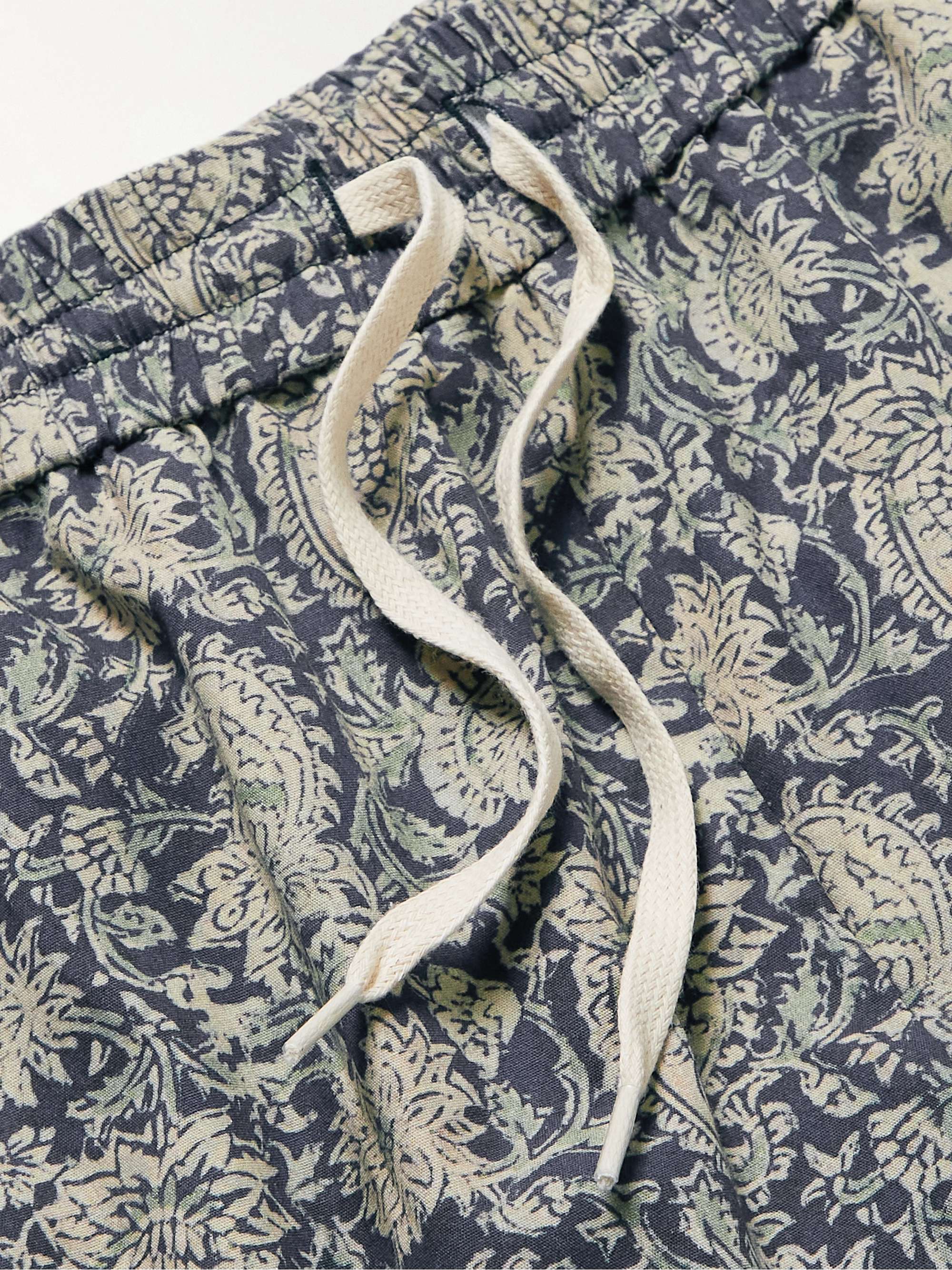 DE BONNE FACTURE Slim-Fit Tapered Paisley-Print Cotton-Voile Drawstring Trousers