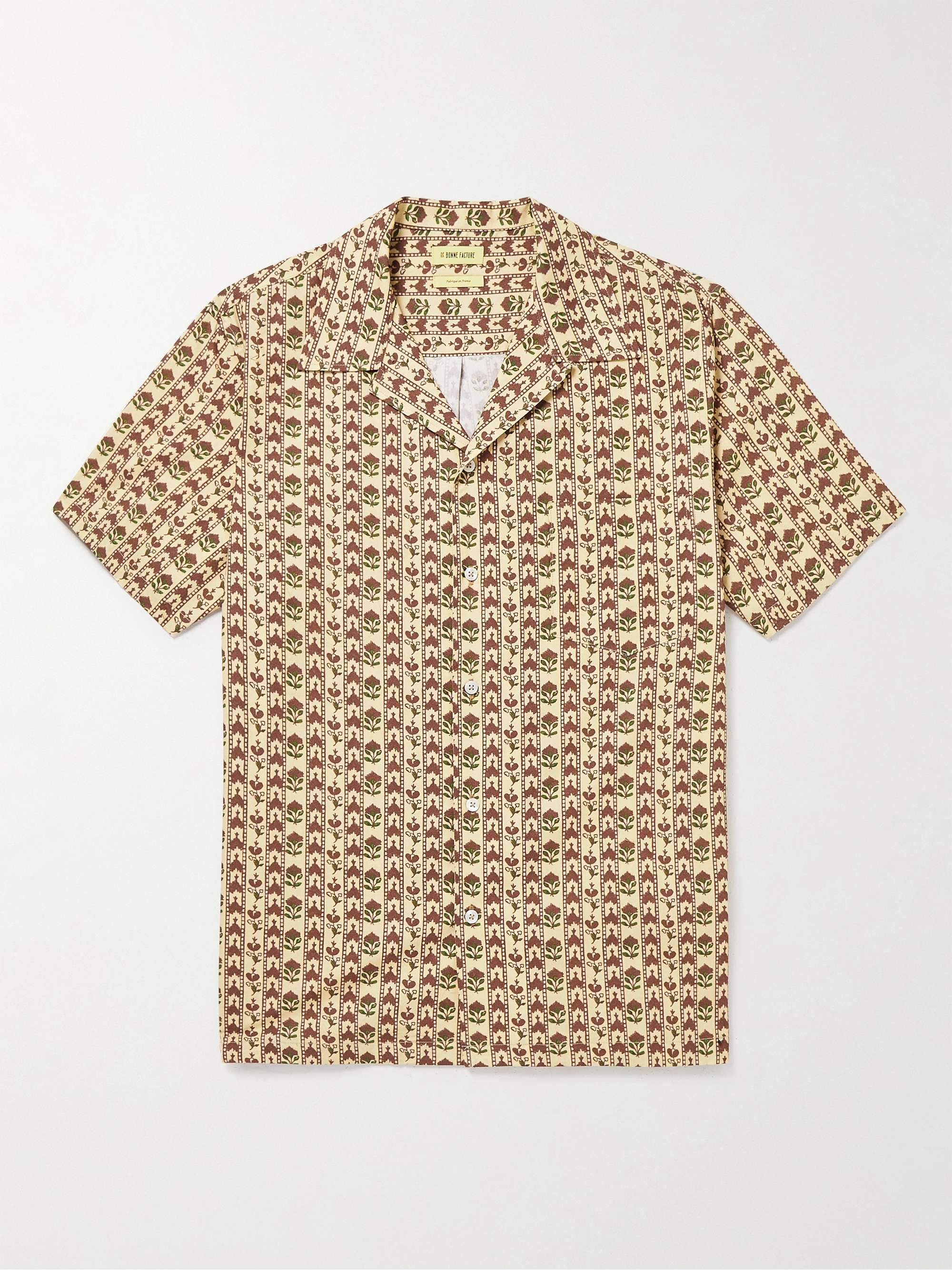 DE BONNE FACTURE Camp-Collar Printed Cotton-Voile Shirt