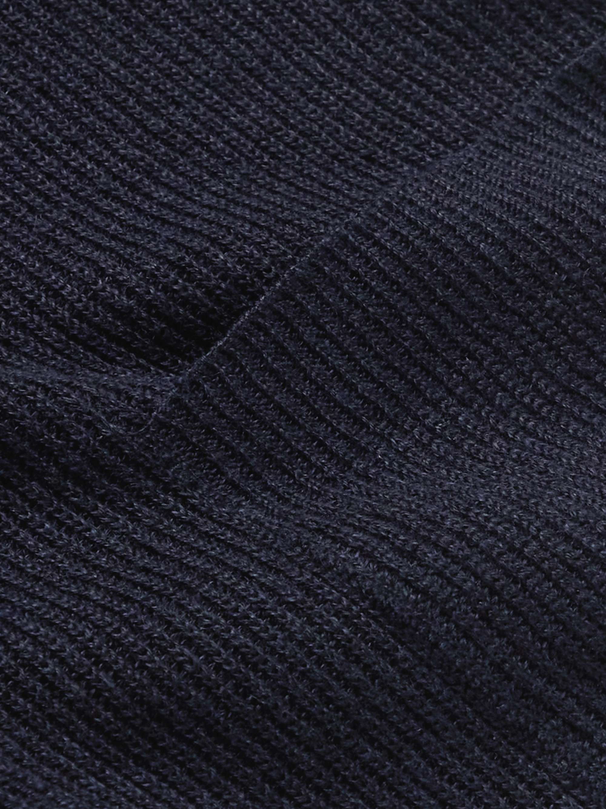 DE BONNE FACTURE Shawl-Collar Ribbed Organic Linen and Wool-Blend Cardigan