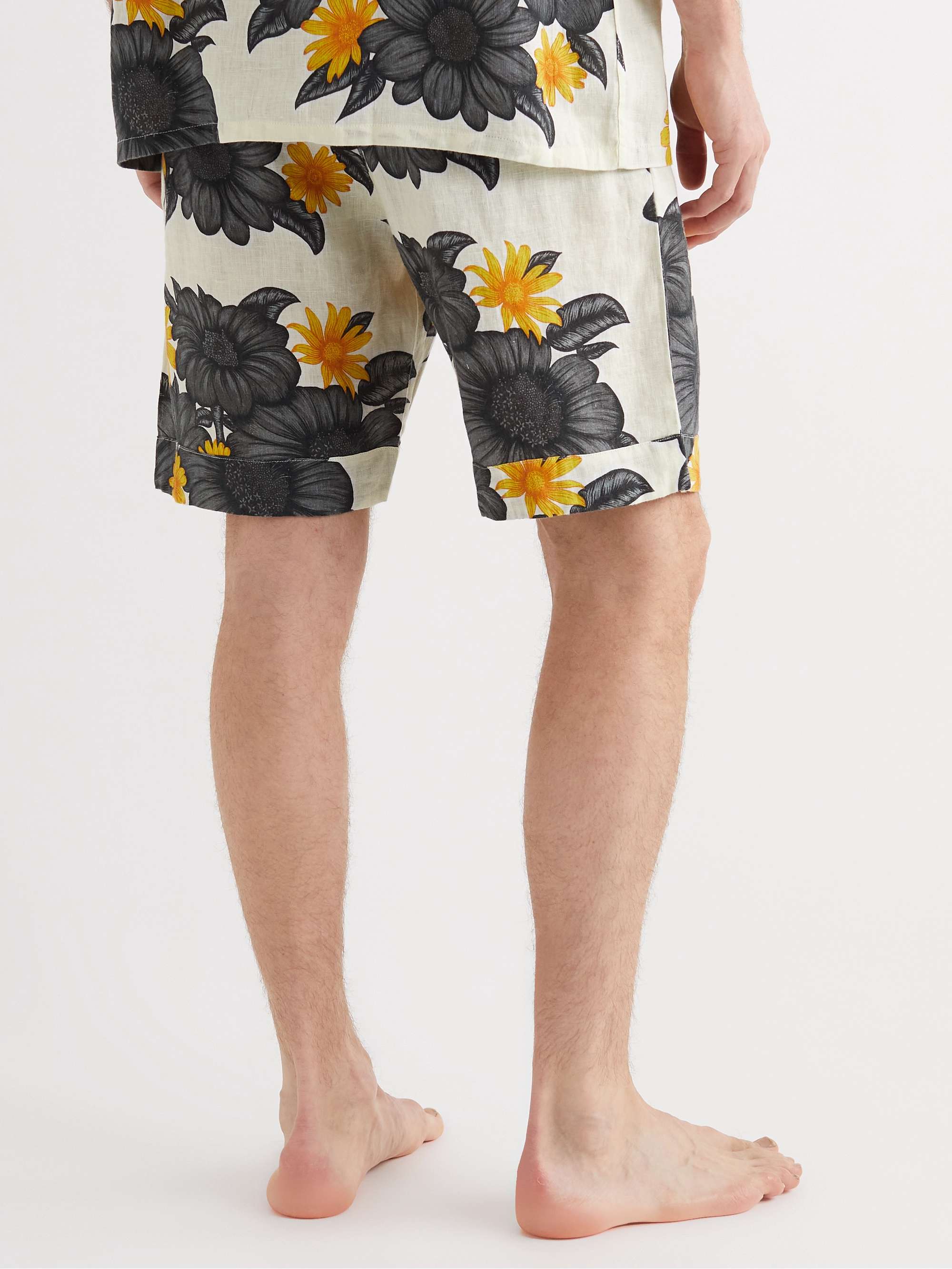 DESMOND & DEMPSEY Floral-Print Linen Pyjama Shorts