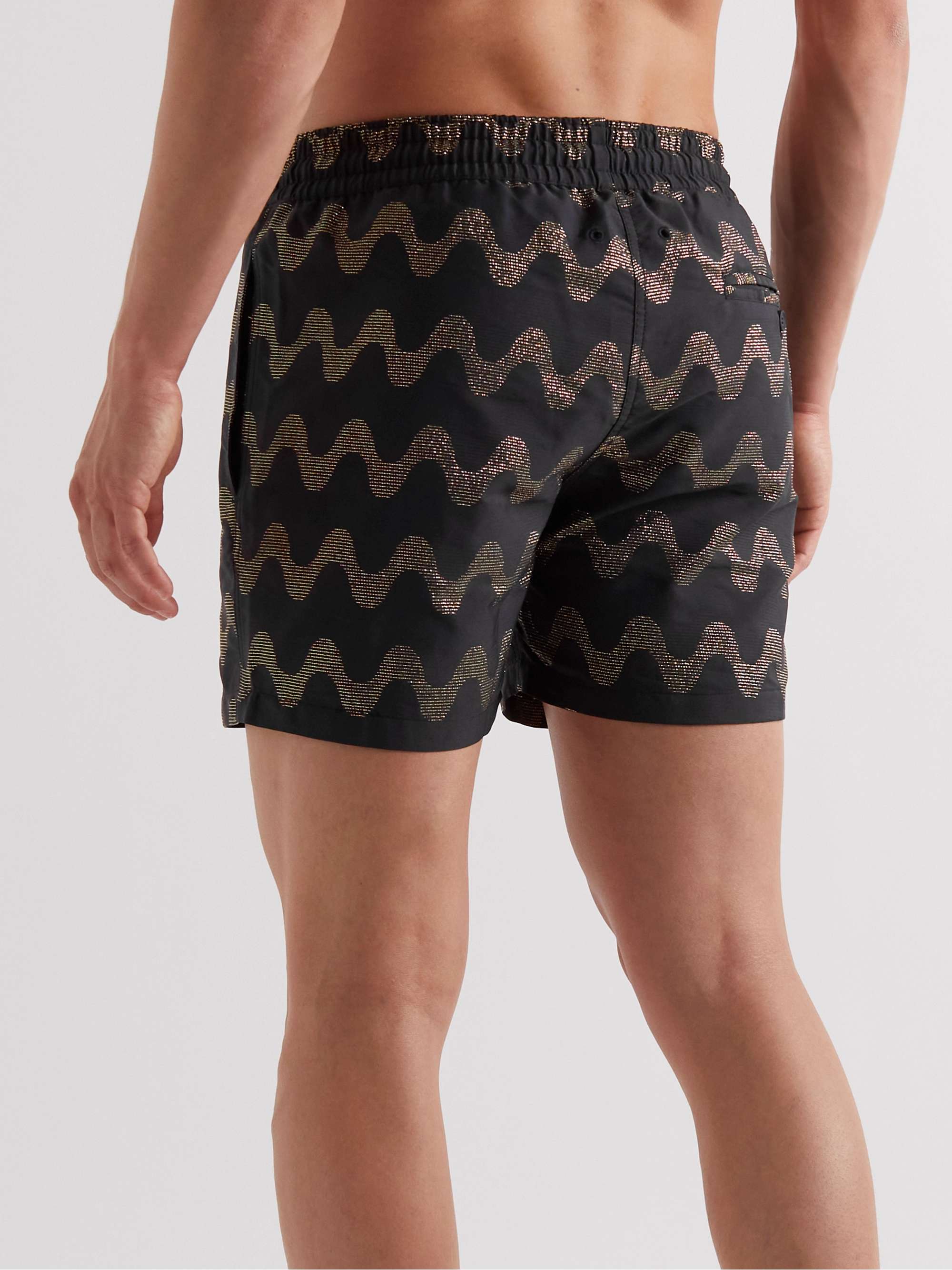 FRESCOBOL CARIOCA Copacabana Slim-Fit Short-Length Metallic Embroidered Swim Shorts
