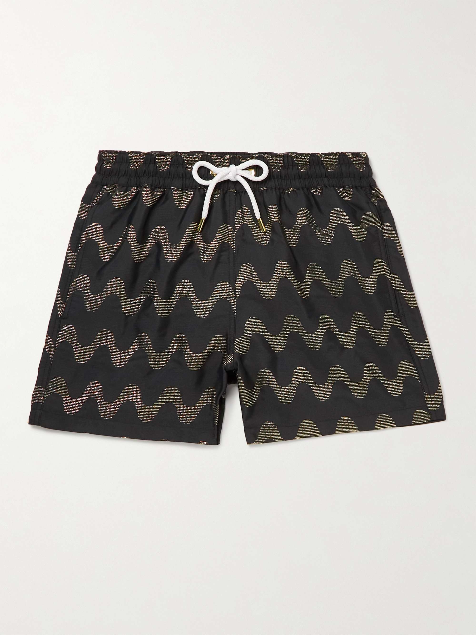FRESCOBOL CARIOCA Copacabana Slim-Fit Short-Length Metallic Embroidered Swim Shorts