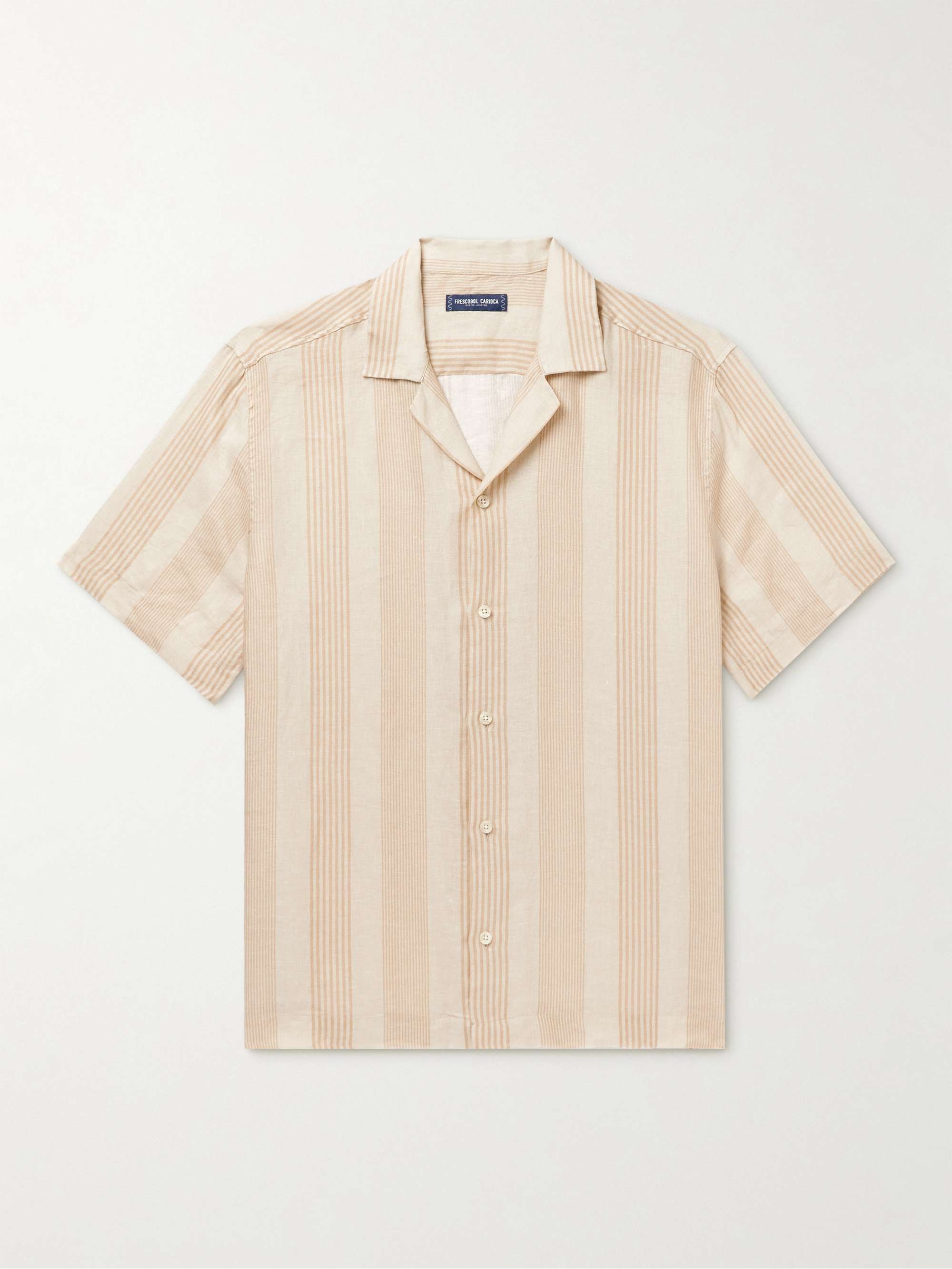 FRESCOBOL CARIOCA Roberto Camp-Collar Striped Linen Shirt