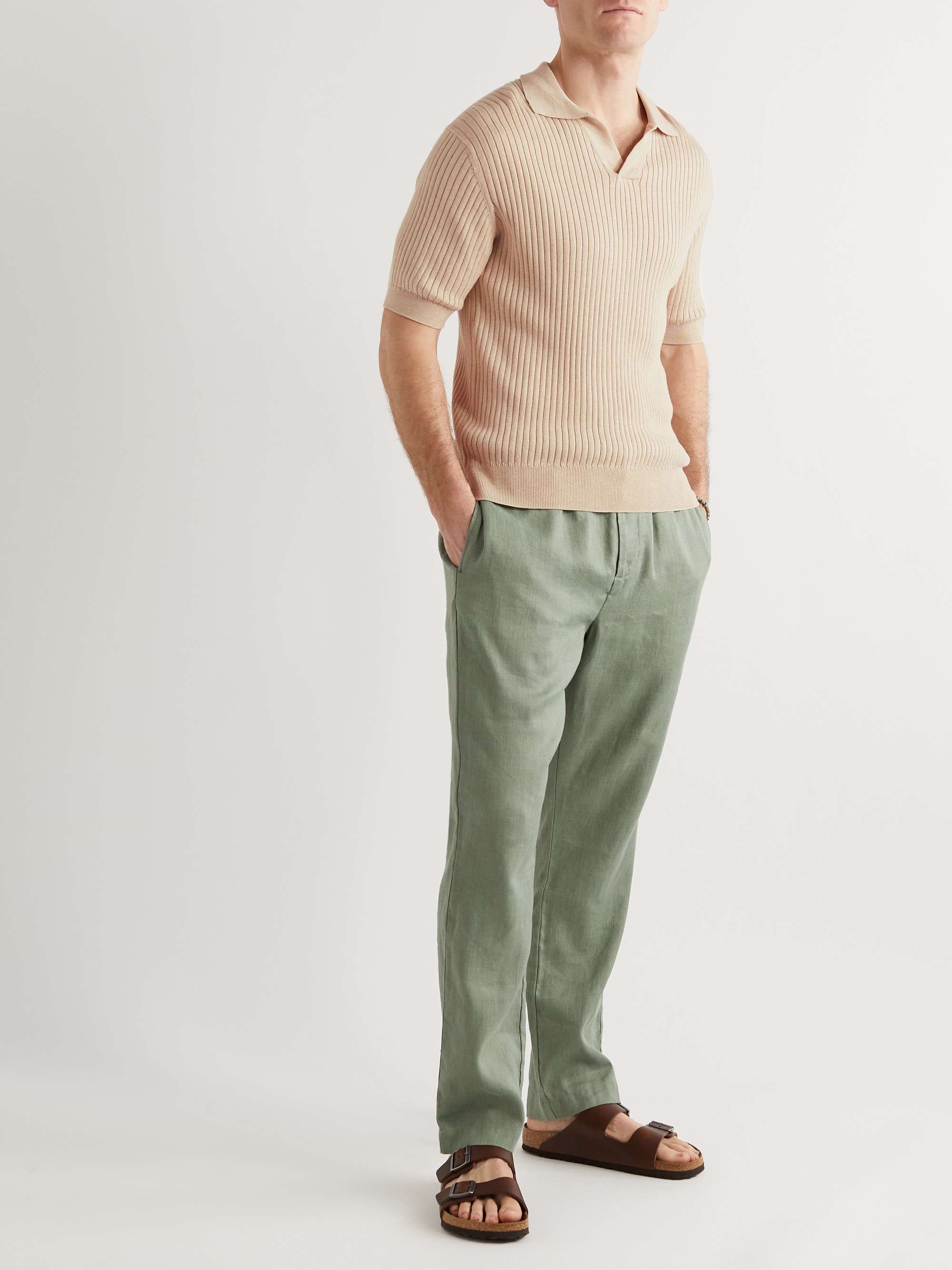 FRESCOBOL CARIOCA Rino Ribbed Cotton and Silk-Blend Polo Shirt