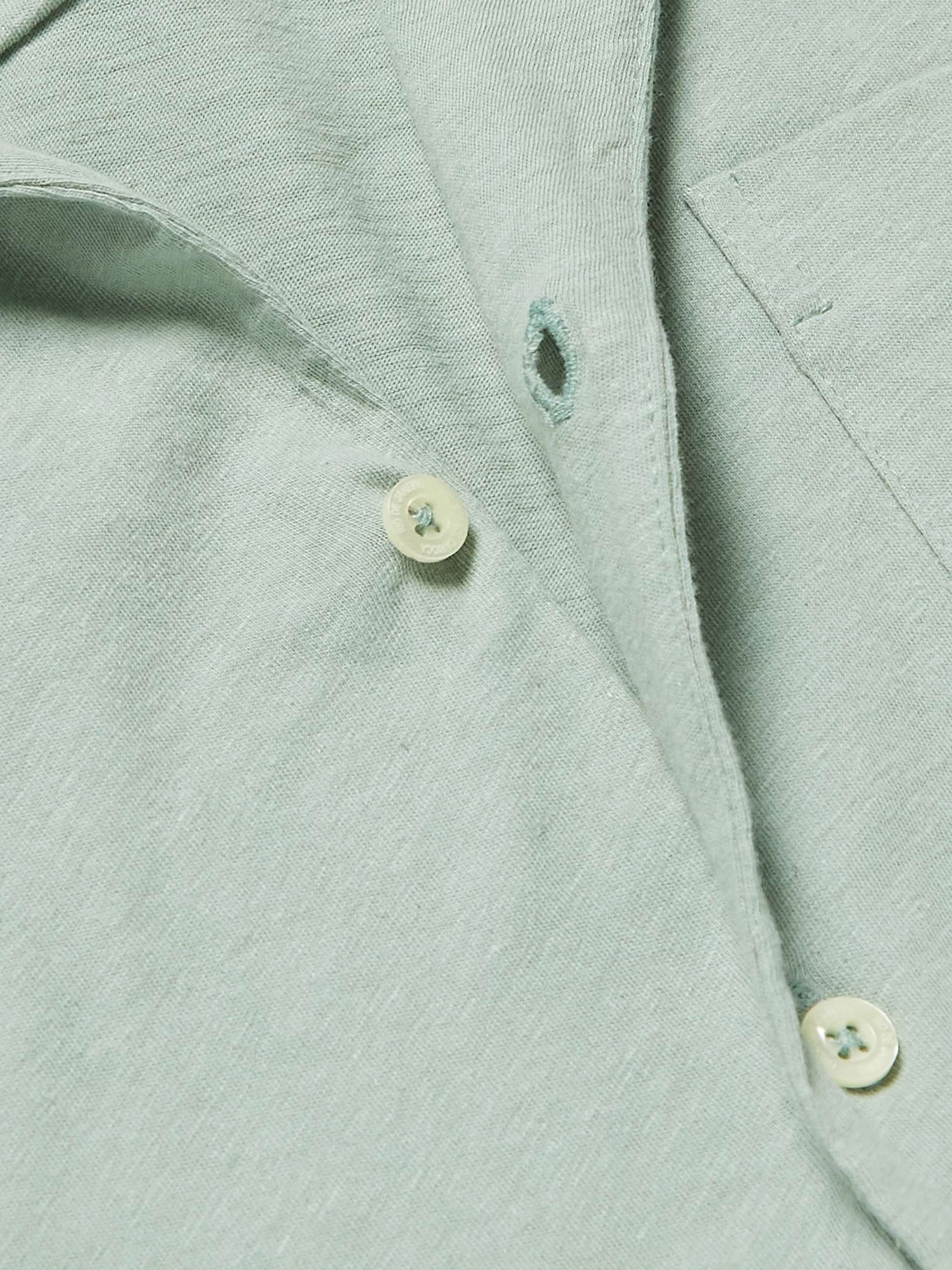 FRESCOBOL CARIOCA Angelo Camp-Collar Cotton and Linen-Blend Jersey Shirt