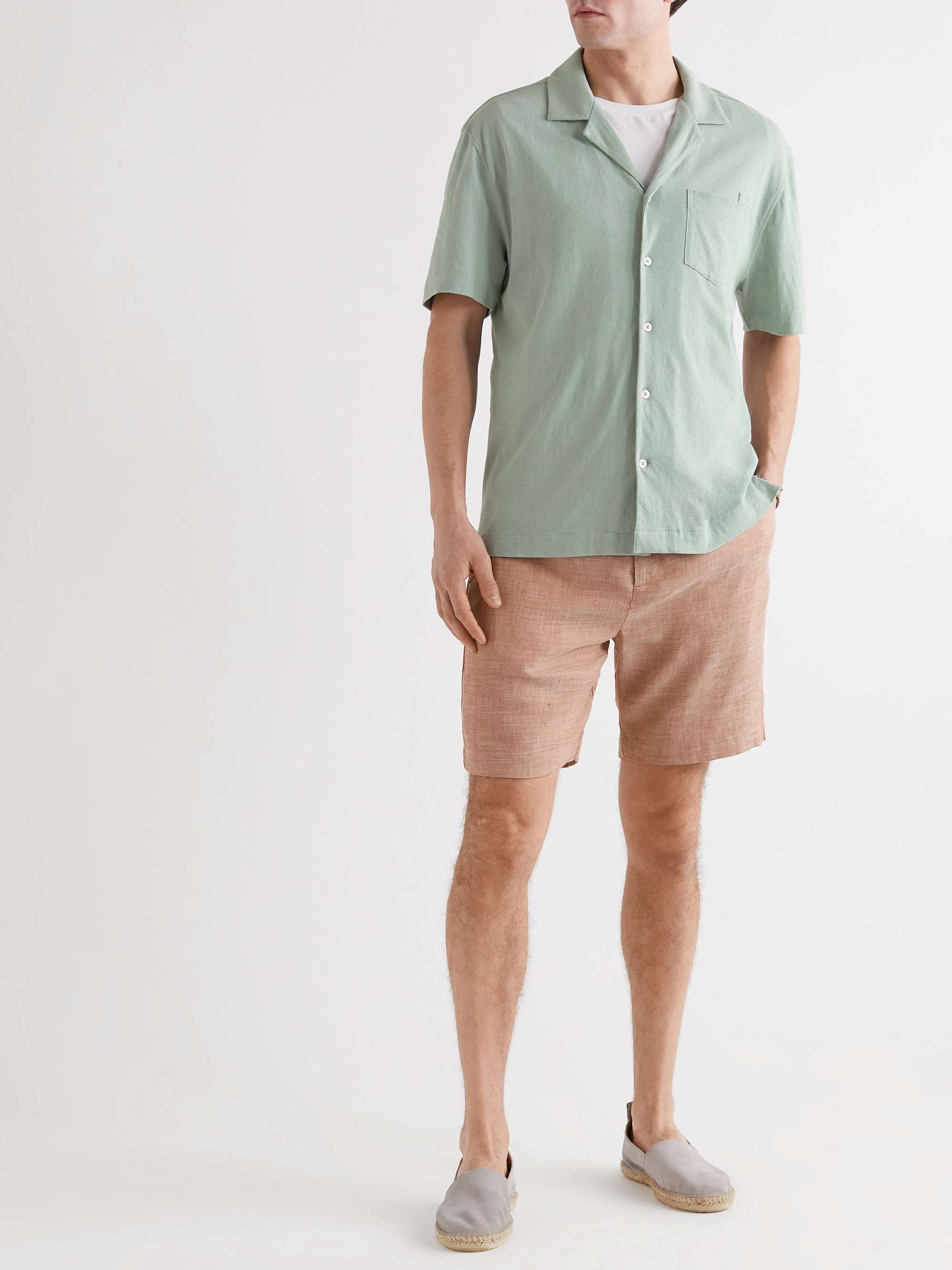 FRESCOBOL CARIOCA Angelo Camp-Collar Cotton and Linen-Blend Jersey Shirt