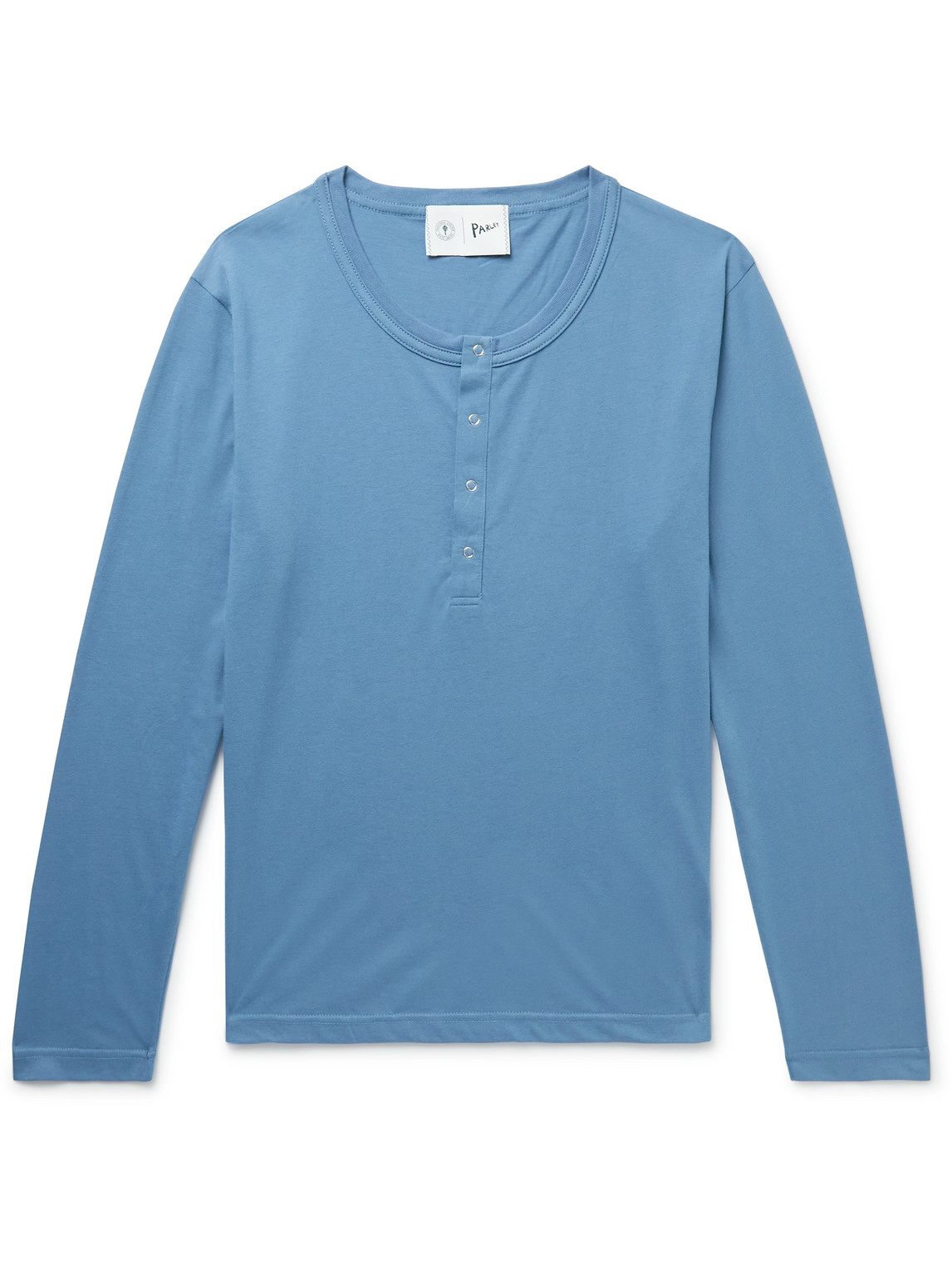 Frescobol Carioca Parley Recycled Jersey Henley T-shirt In Blue