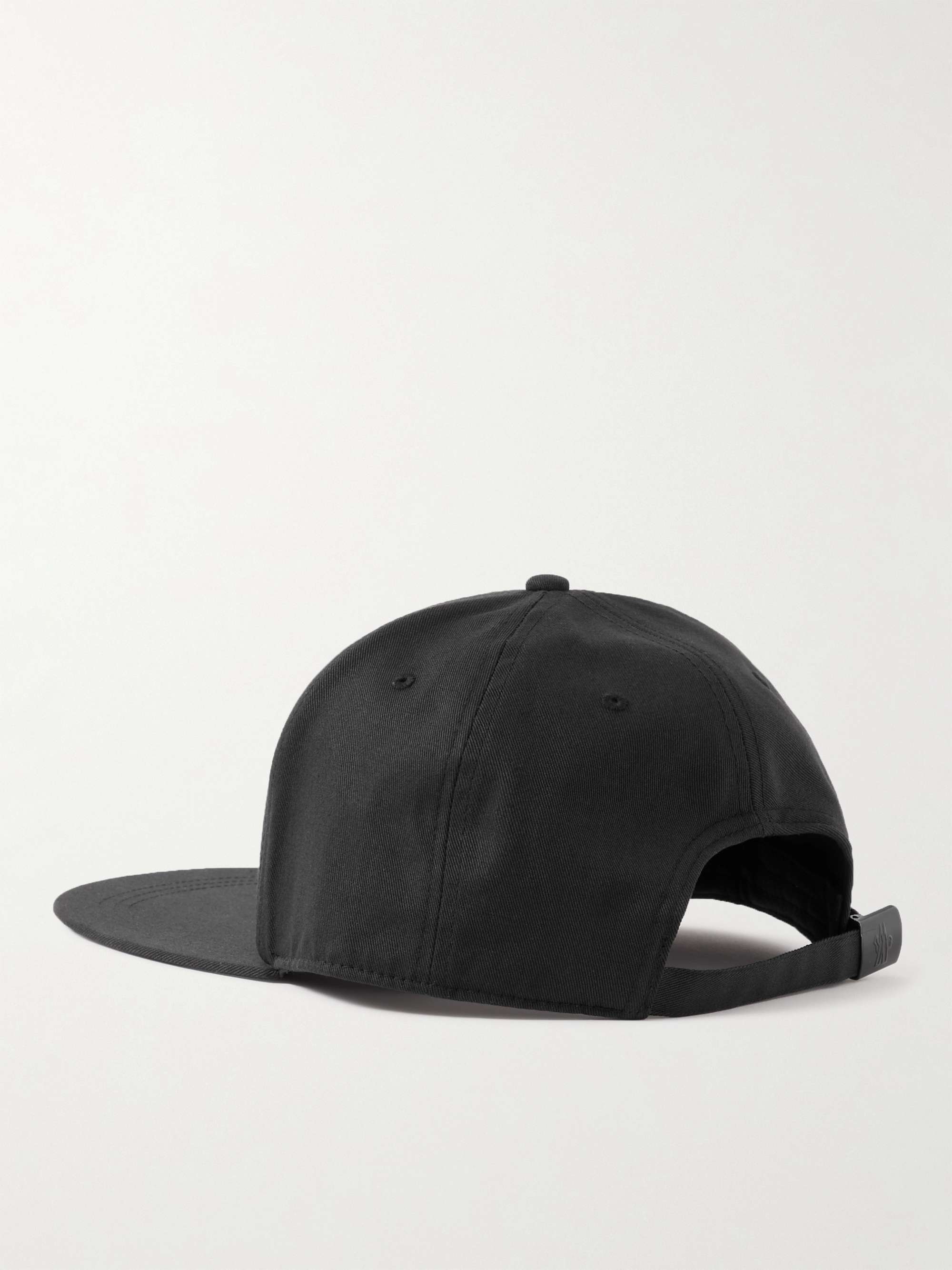 Moncler Studded Logo-appliquéd Cotton-twill Baseball Cap in Black Womens Mens Accessories Mens Hats 