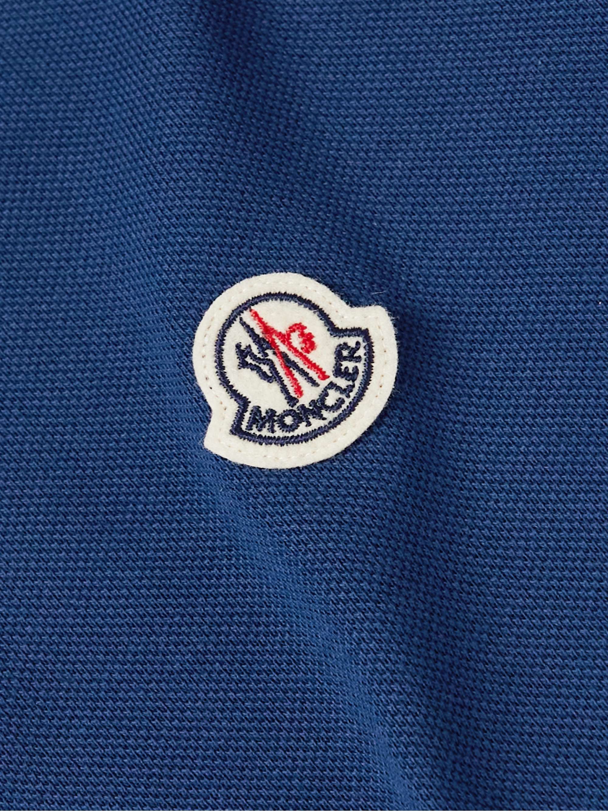 MONCLER Logo-Appliquéd Striped Cotton-Piqué Polo Shirt