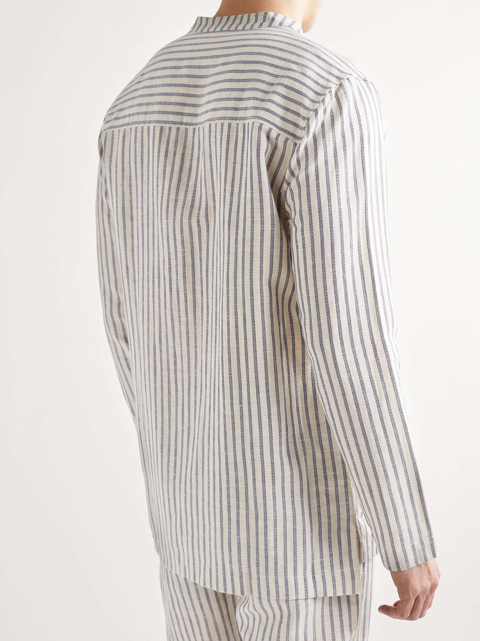 HANRO Anteo Striped Linen and Cotton-Blend Pyjama Shirt