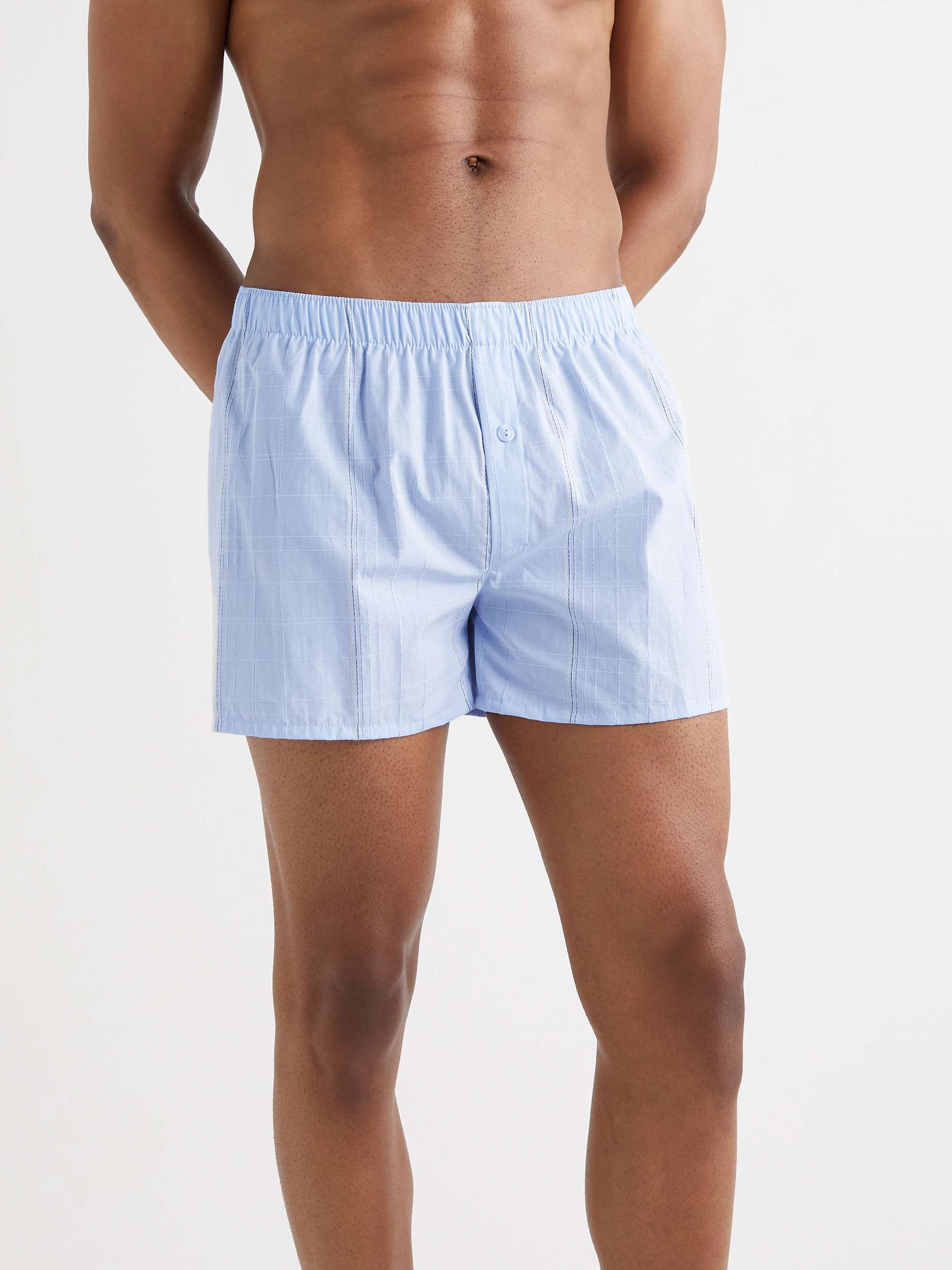 HANRO Fancy Striped Cotton-Jacquard Boxer Shorts
