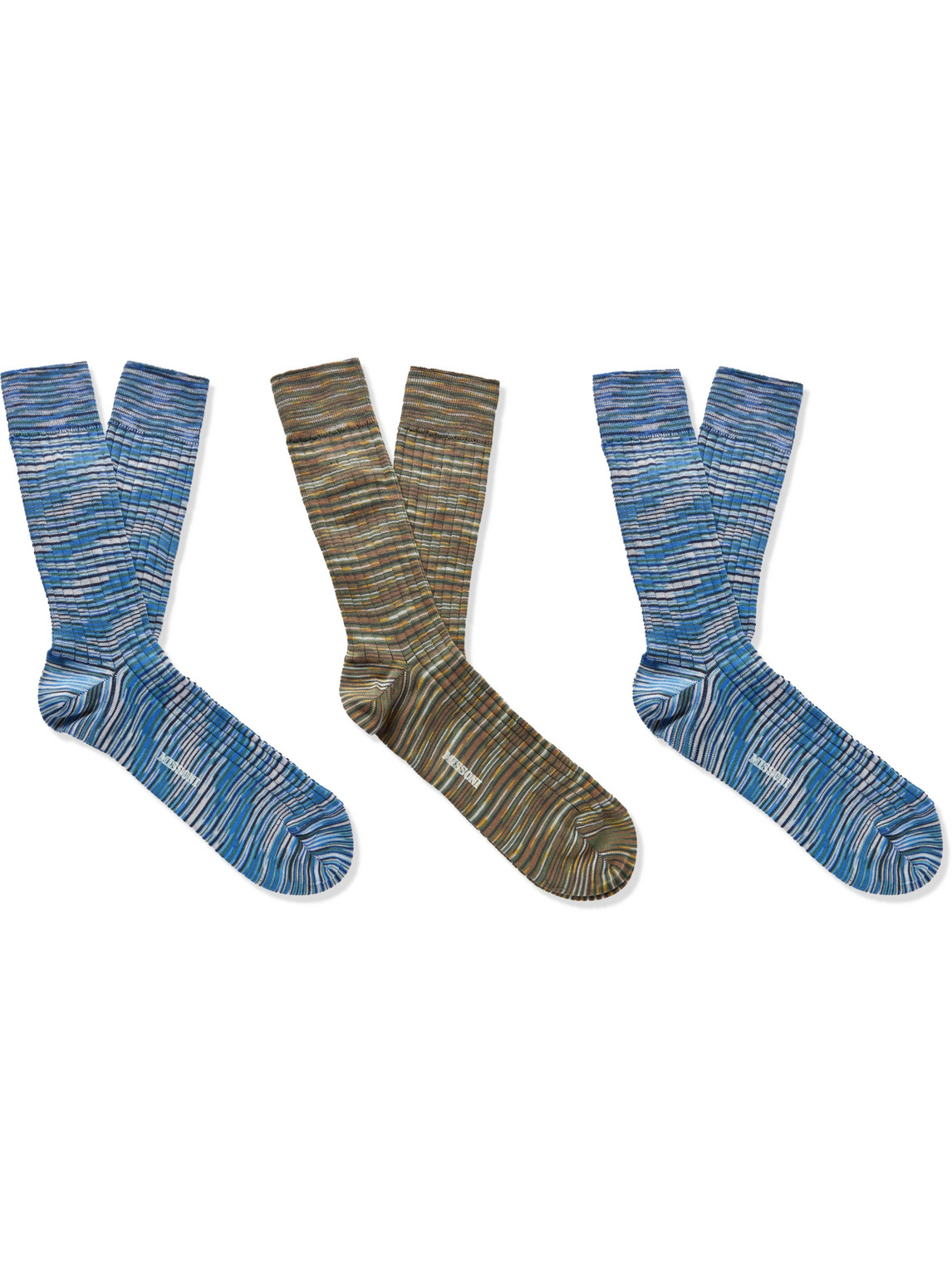 Three-Pack Space-Dyed Cotton-Blend Socks