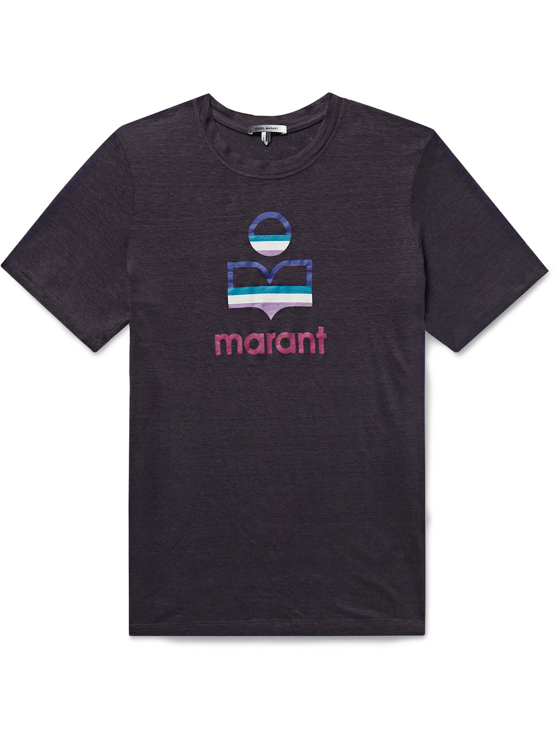 Isabel Marant Karman Logo-print Slub Linen T-shirt In Black