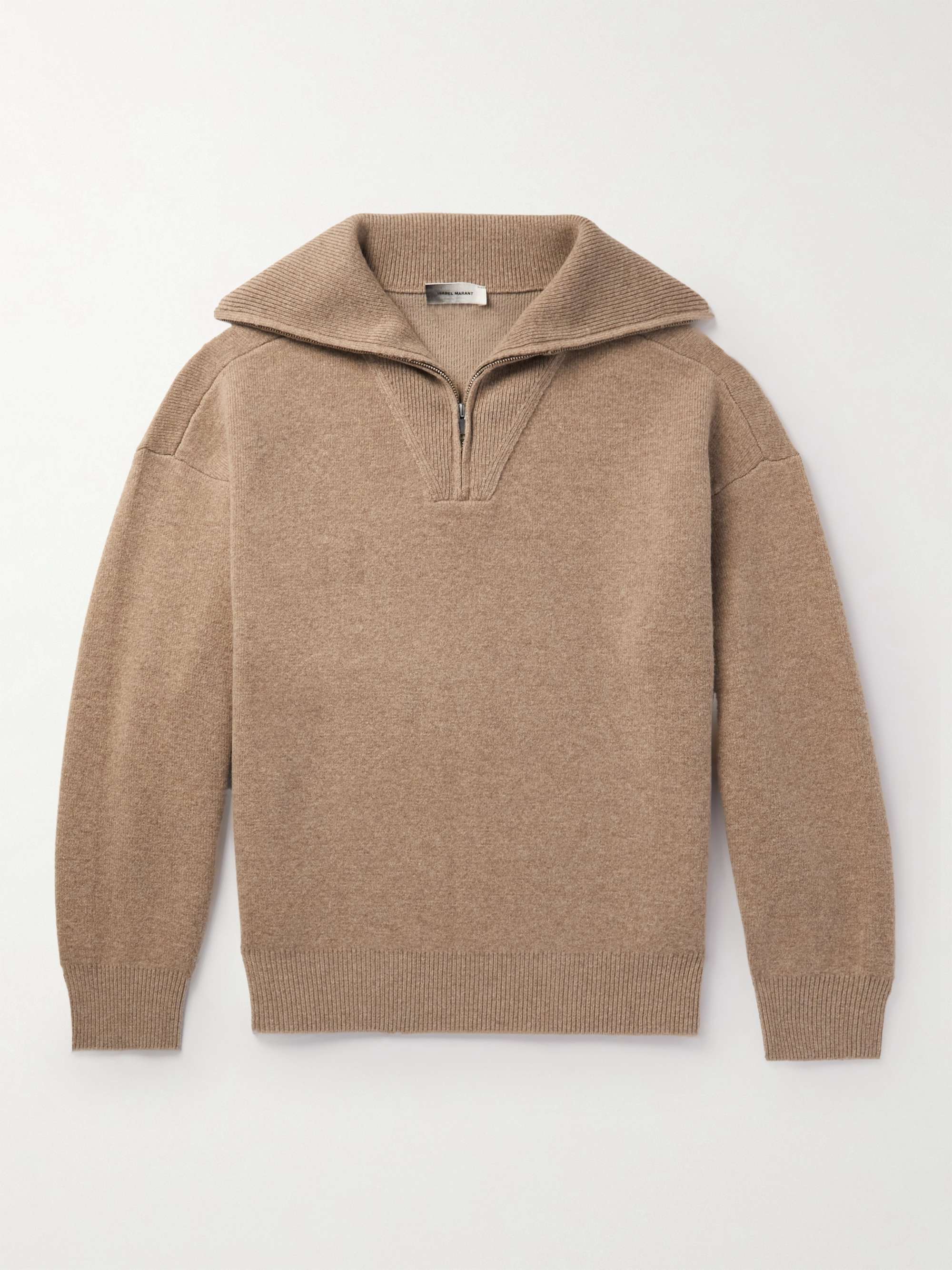 ISABEL MARANT Lewin Merino Wool-Blend Half-Zip Sweater