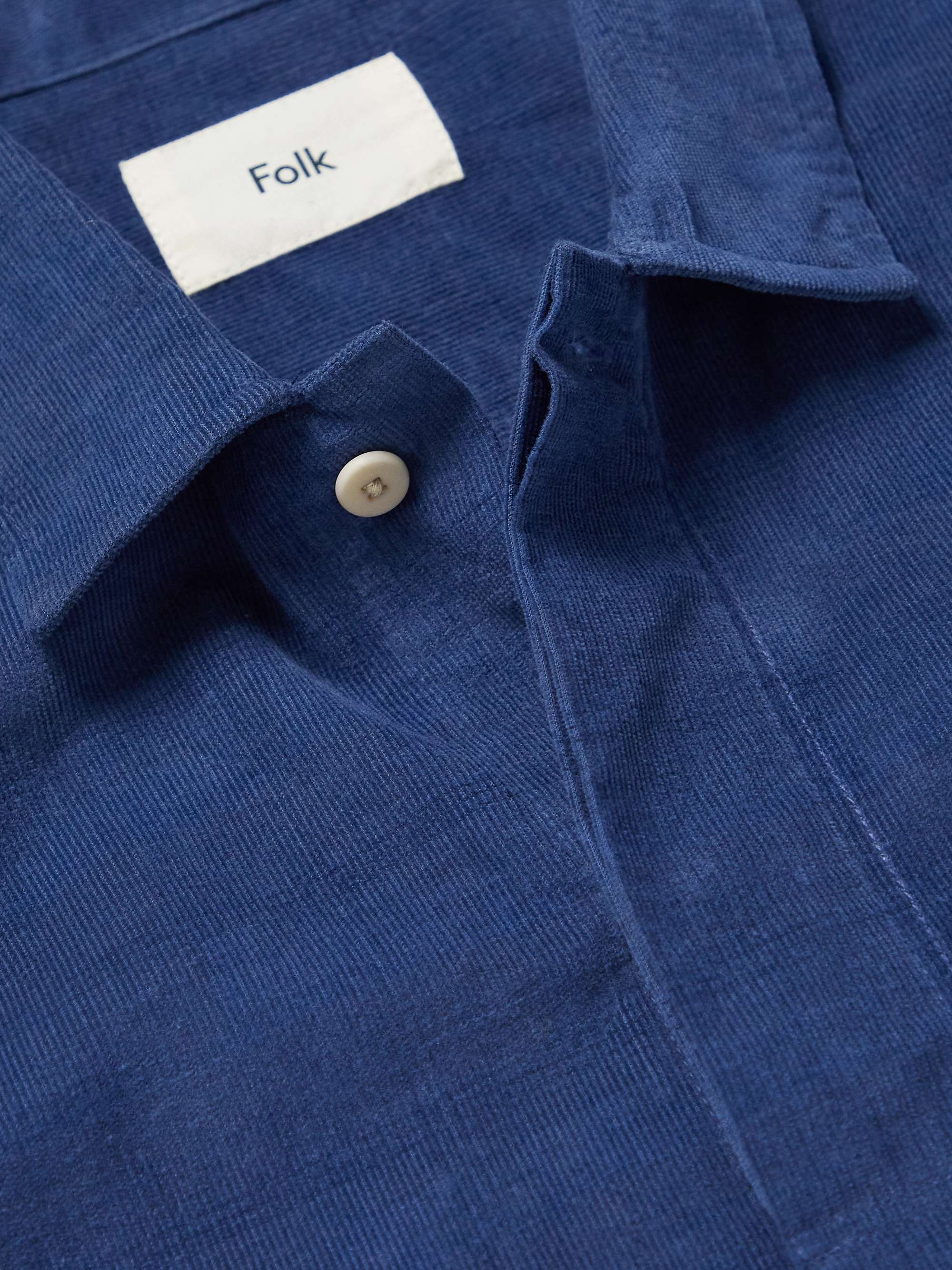 FOLK Patch Checked Cotton and Linen-Blend Shirt