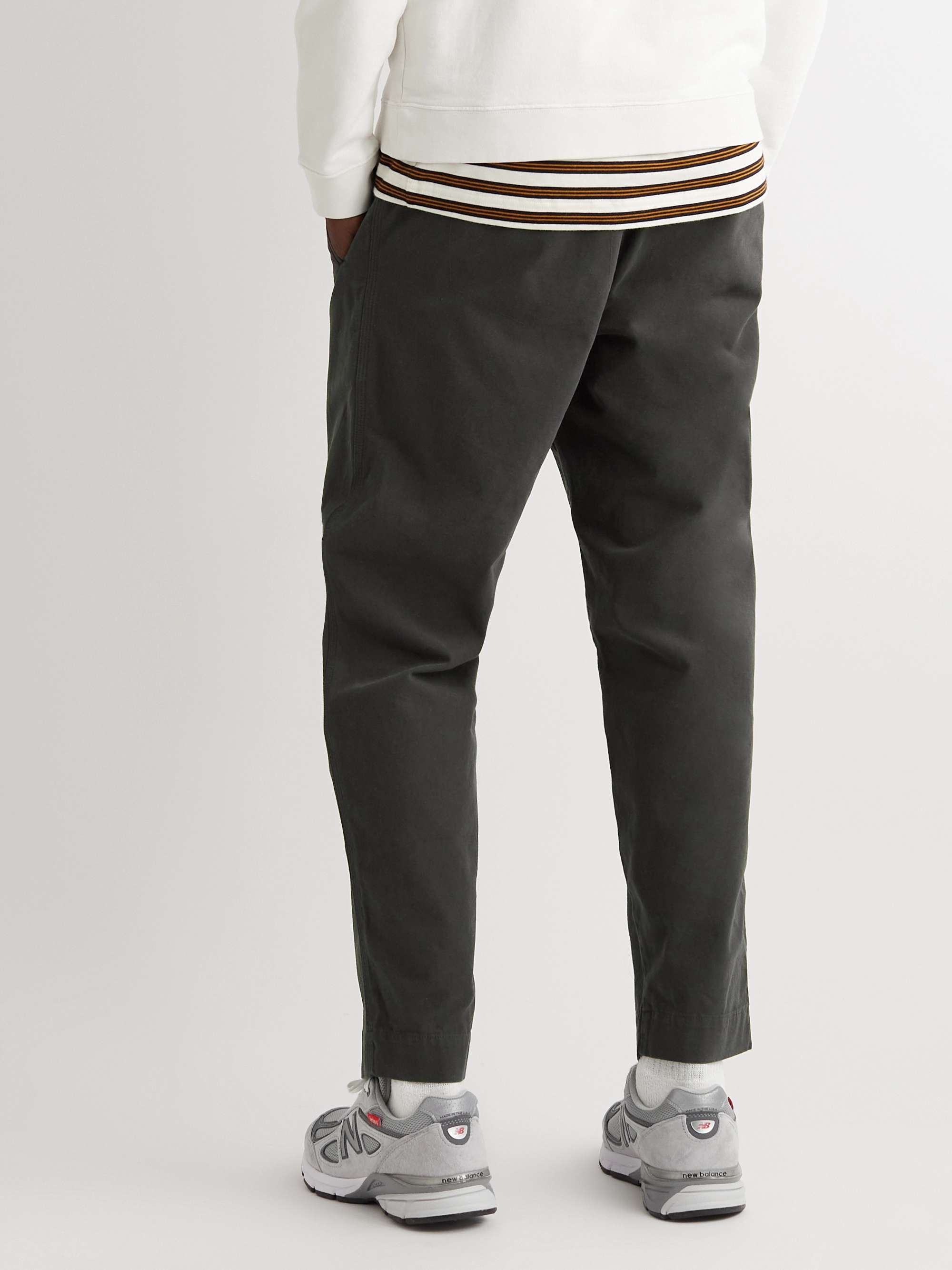FOLK Assembly Slim-Fit Tapered Cotton-Twill Drawstring Trousers
