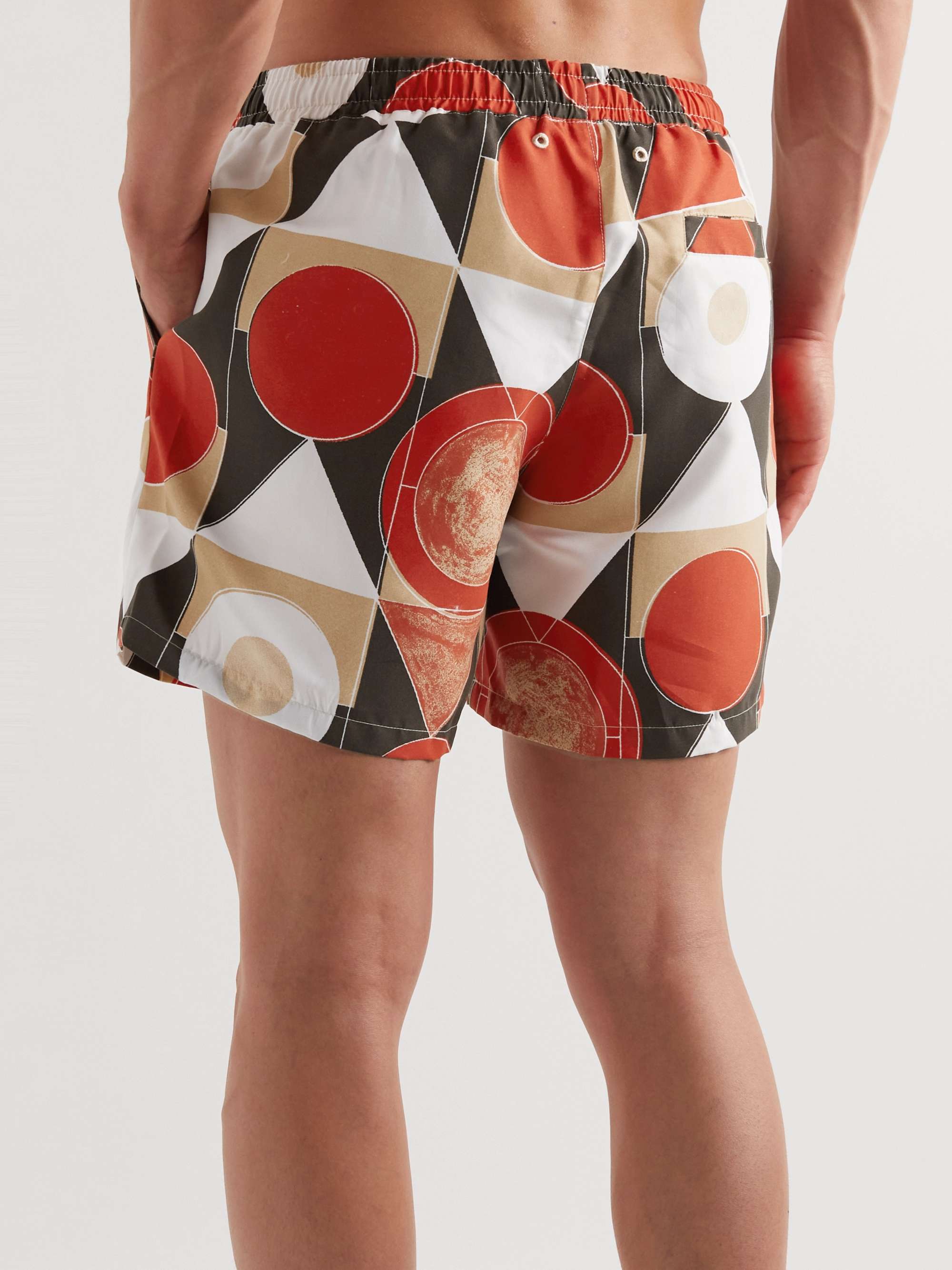 FOLK Signal Straight-Leg Mid-Length Printed Swim Shorts