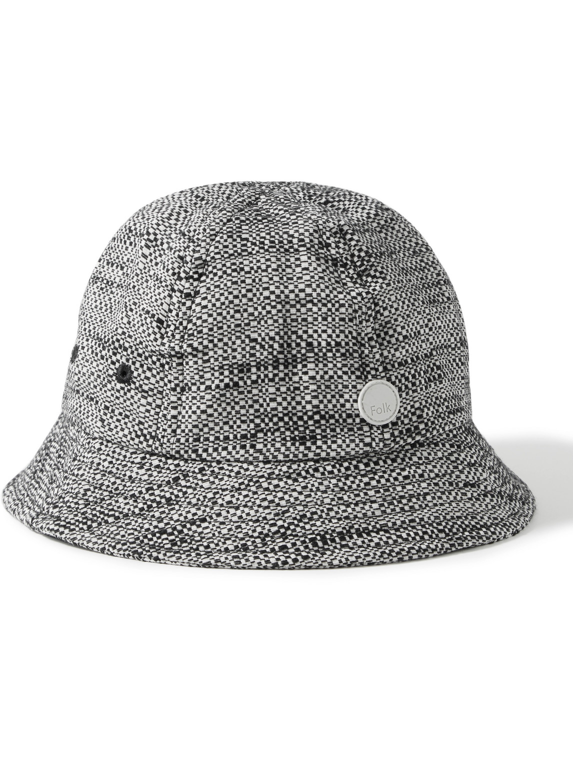 Folk Logo-appliquéd Printed Cotton-blend Bucket Hat In Gray