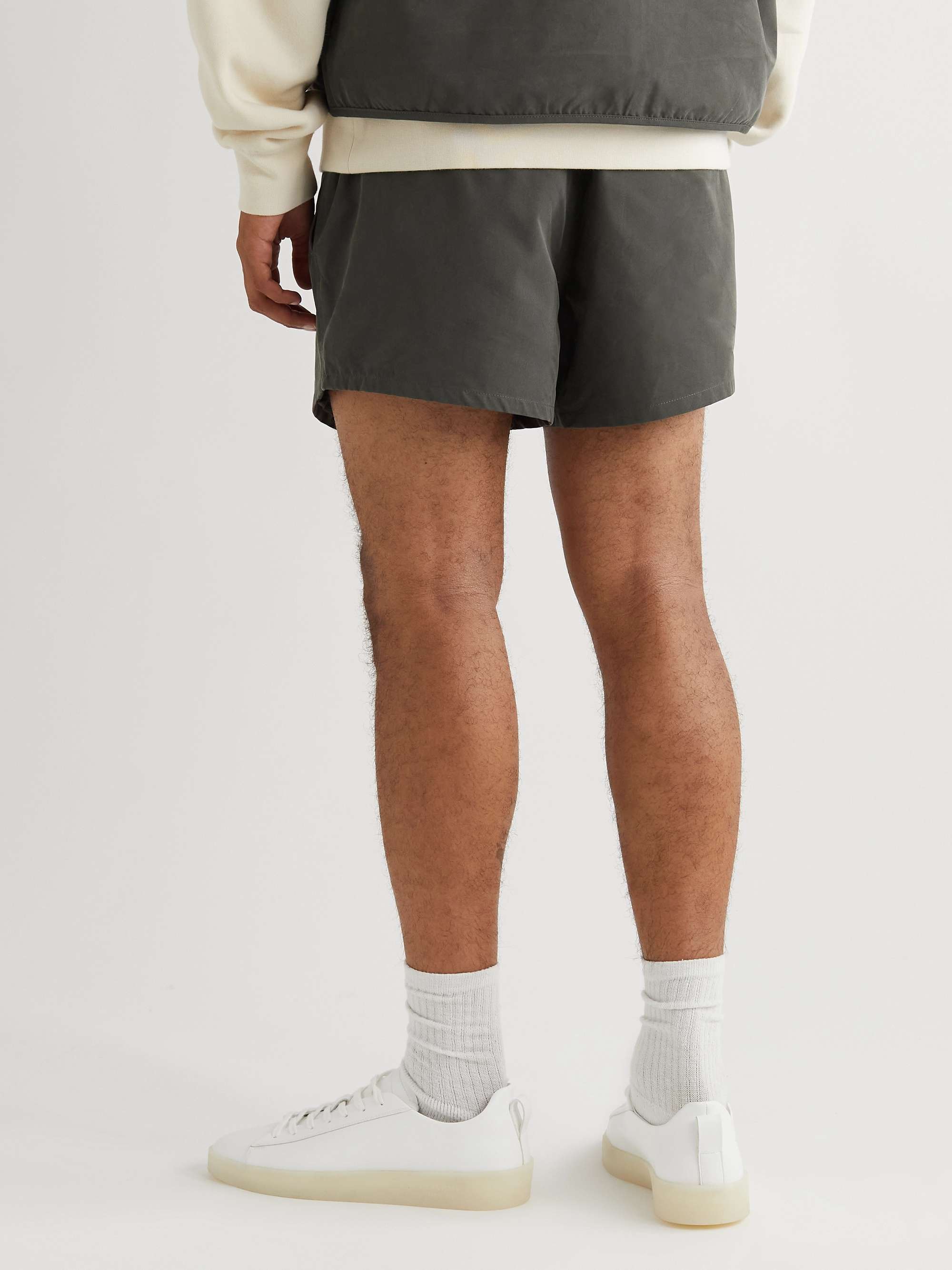 FEAR OF GOD ESSENTIALS Wide-Leg Logo-Appliquéd Cotton-Blend Drawstring Shorts