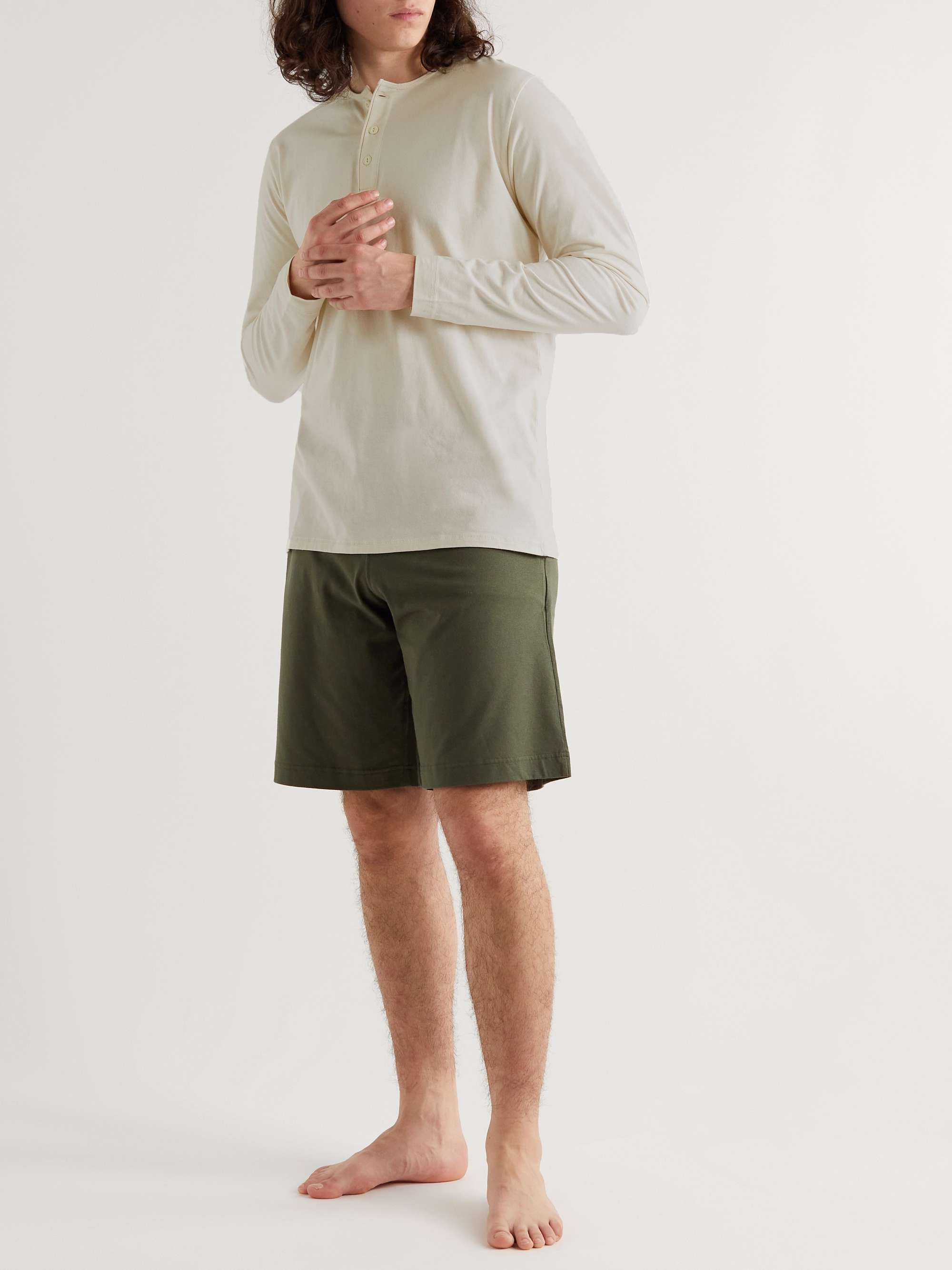 HEMEN BIARRITZ Harri Slim-Fit Organic Cotton-Jersey Henley Pyjama T-Shirt