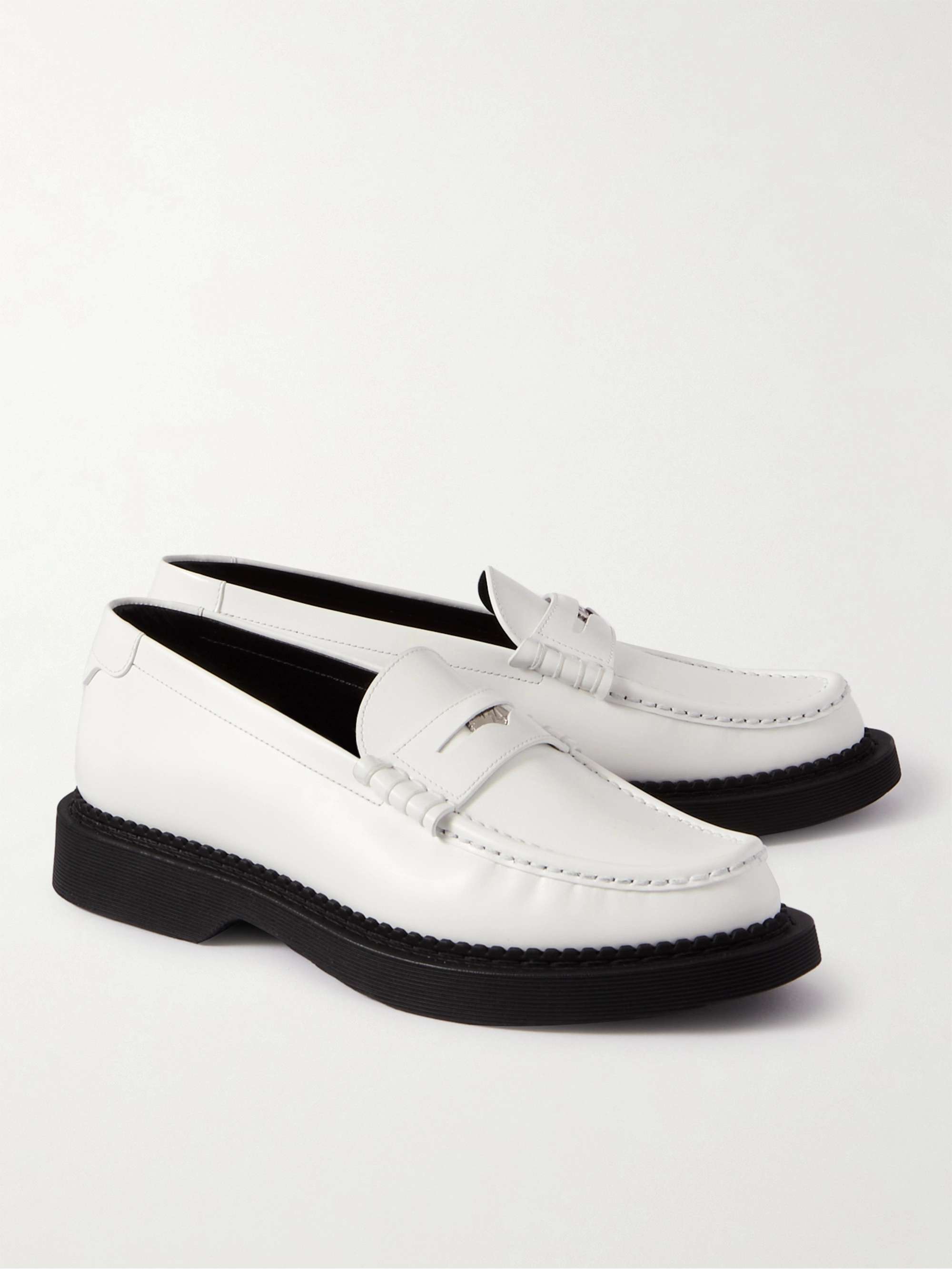 SAINT LAURENT Anthony Embellished Leather Penny Loafers