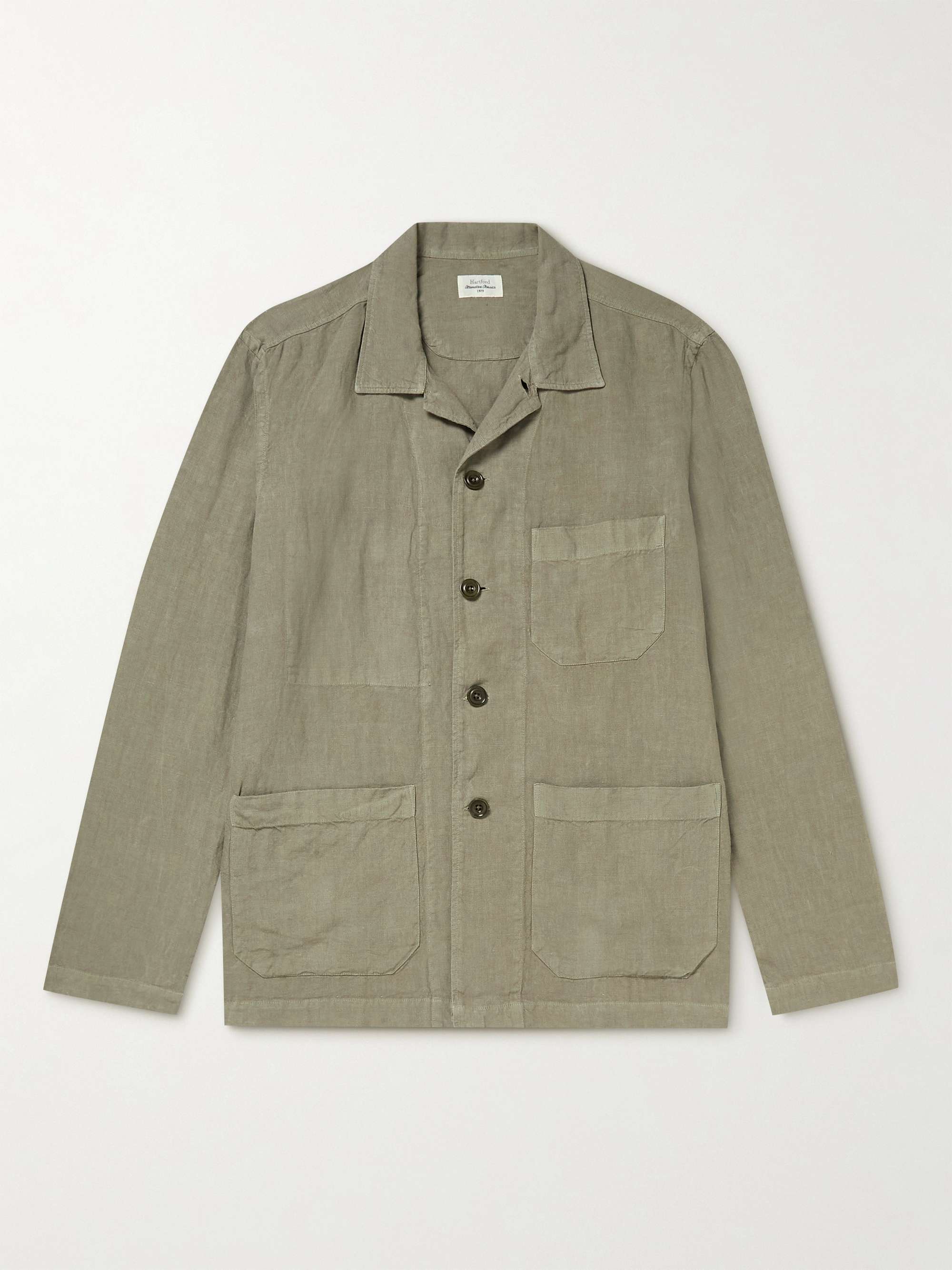 HARTFORD Perry Camp-Collar Crinkled-Linen Overshirt