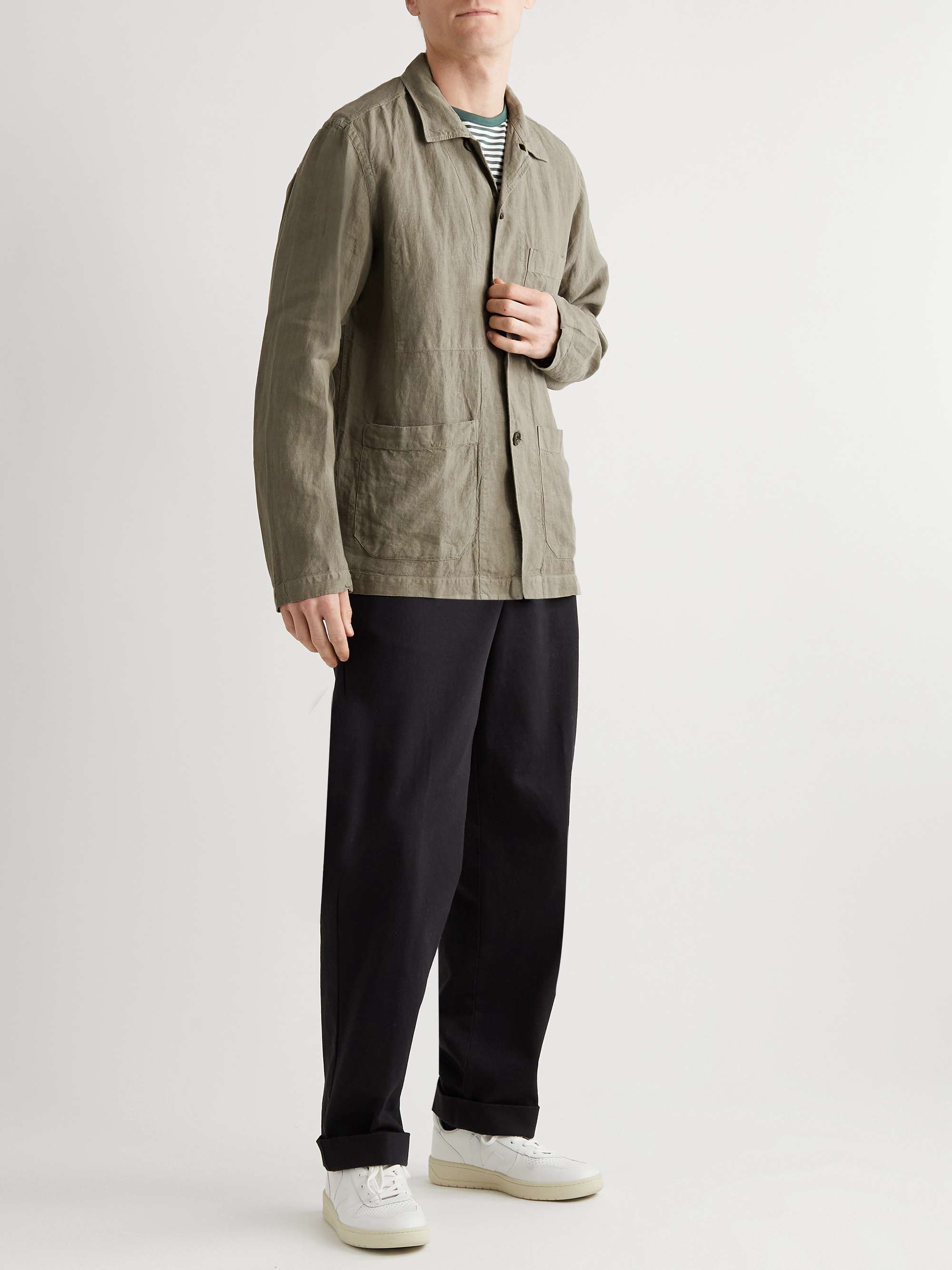 HARTFORD Perry Camp-Collar Crinkled-Linen Overshirt