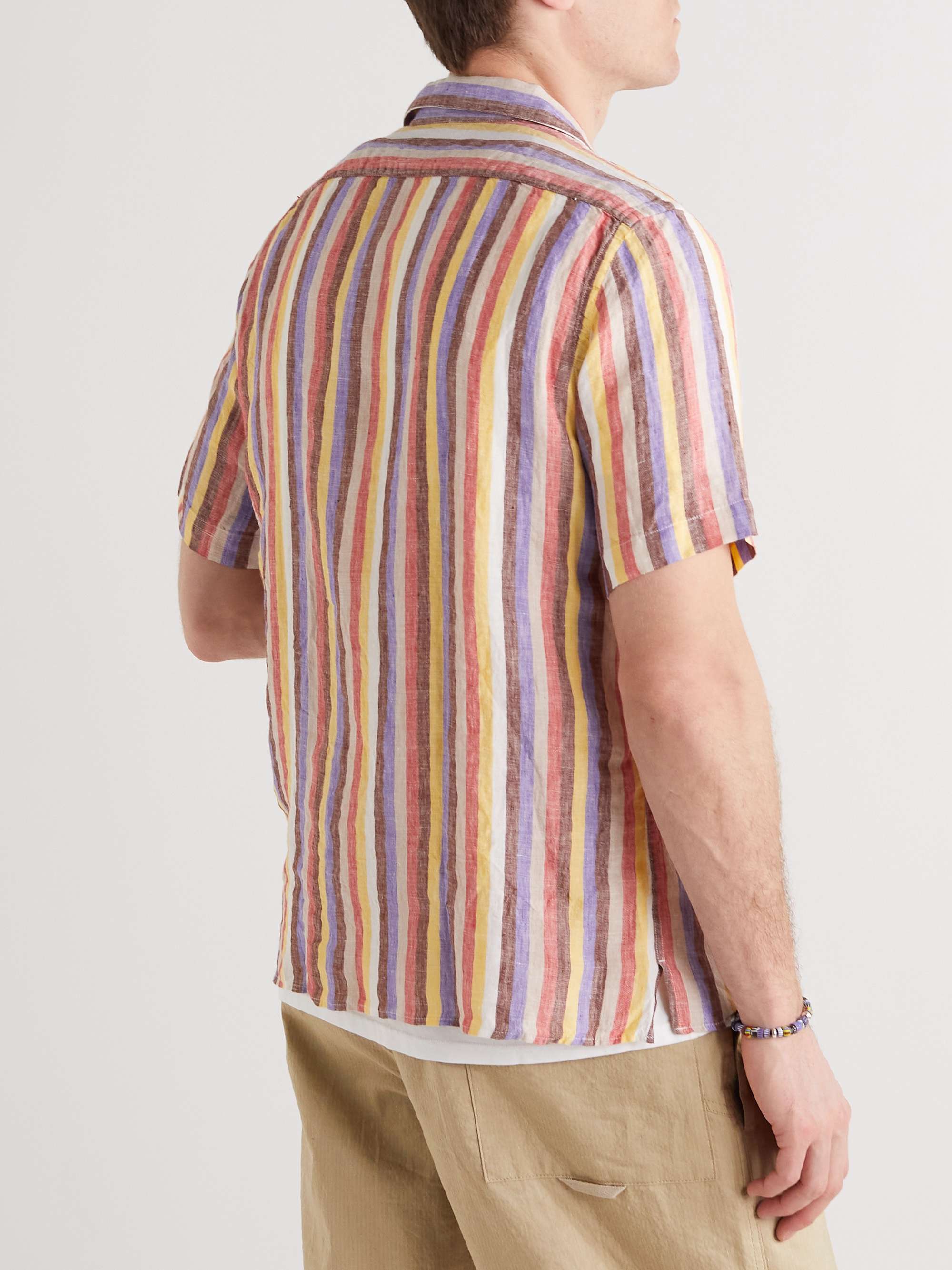 HARTFORD Camp-Collar Striped Linen Shirt