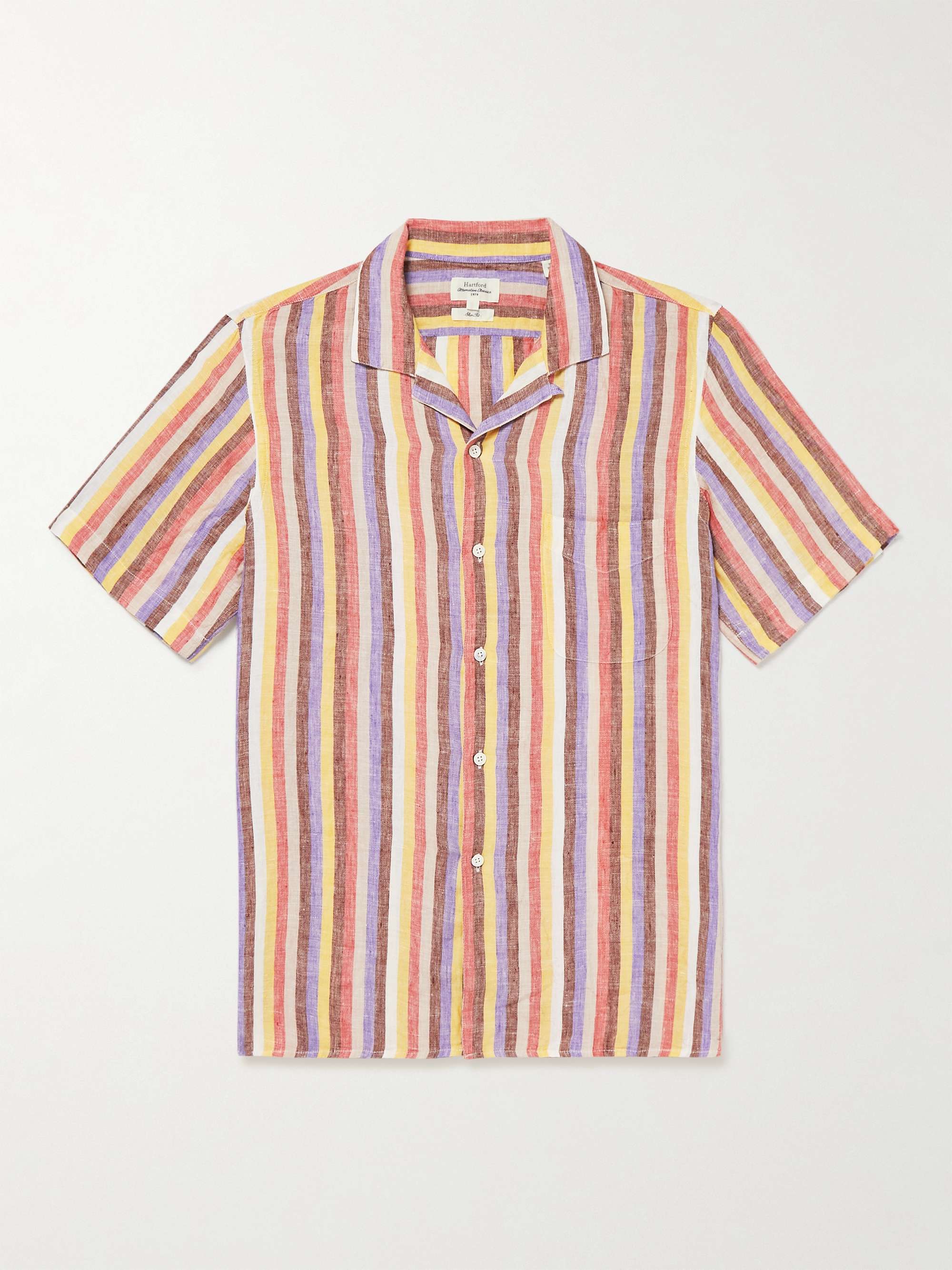 HARTFORD Camp-Collar Striped Linen Shirt