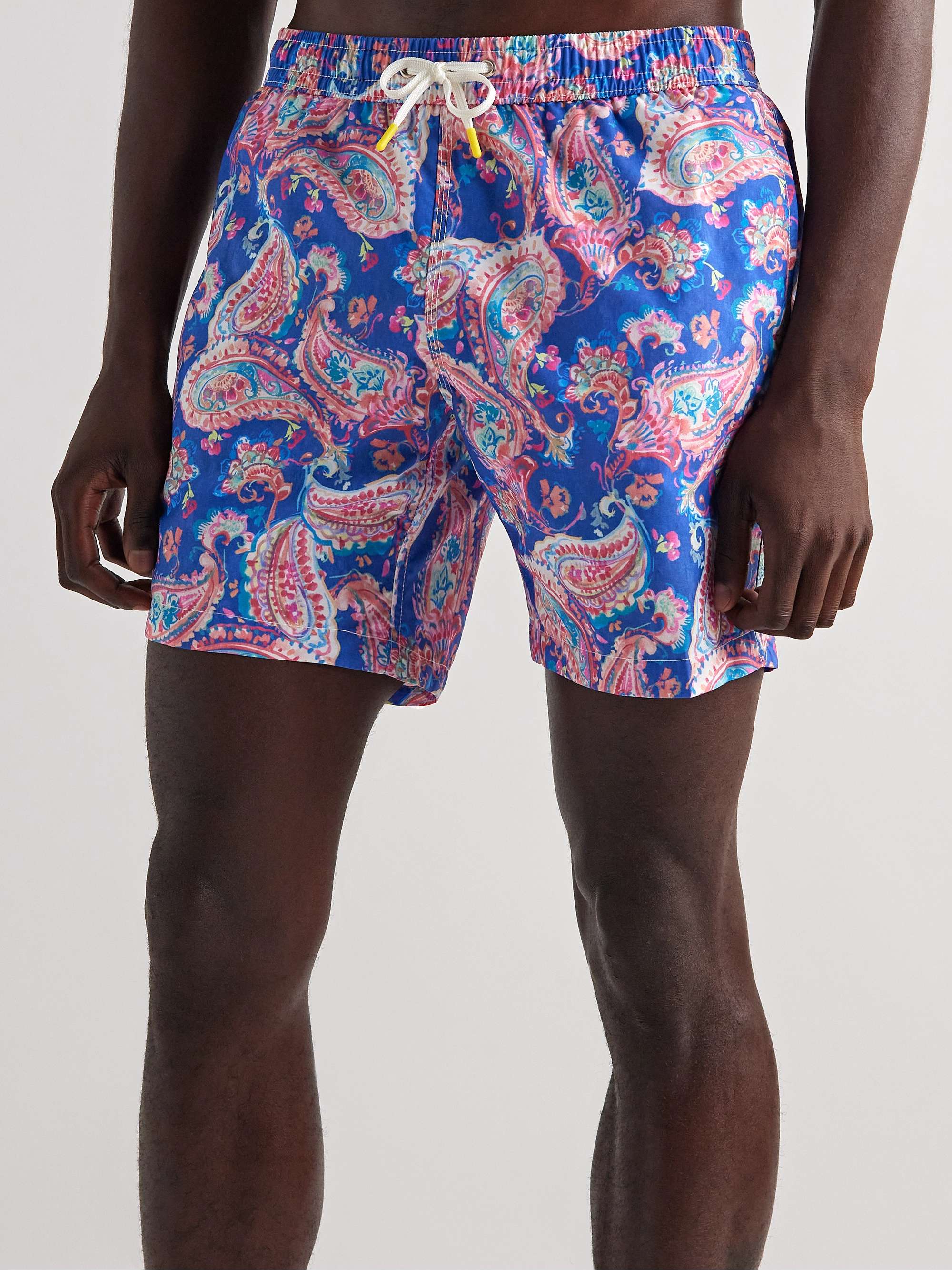 Mens Clothing Beachwear Boardshorts and swim shorts Peter Millar Poolside Pour Straight-leg Long-length Printed Swim Shorts in Blue for Men 