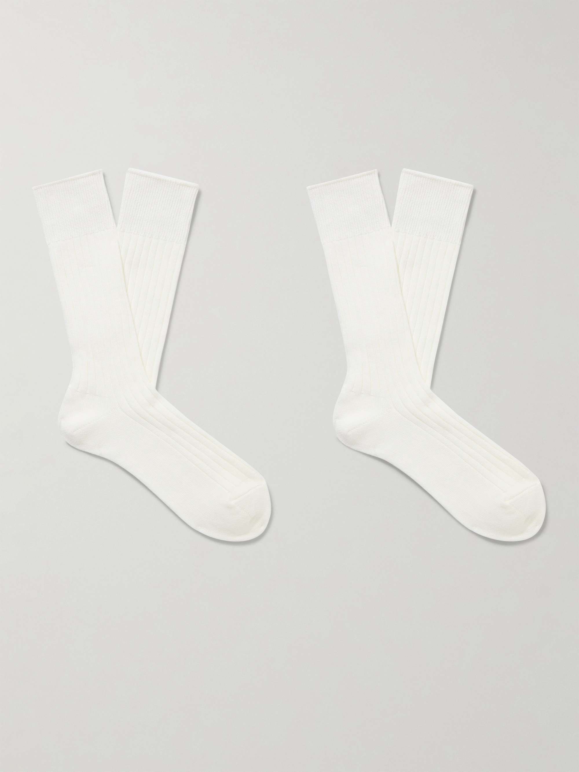 LADY WHITE CO Two-Pack Ribbed Organic Cotton Socks