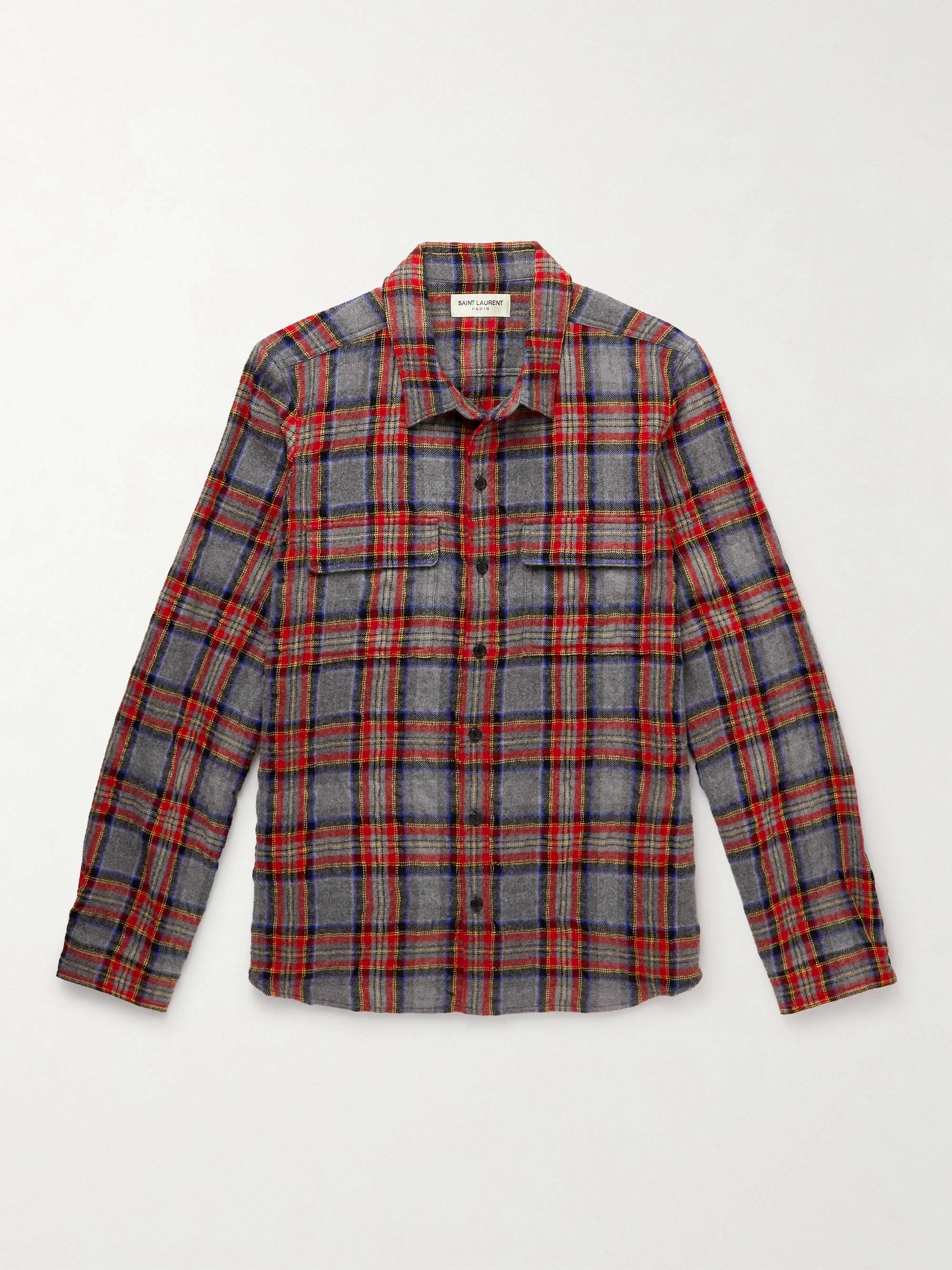 SAINT LAURENT Slim-Fit Checked Cotton-Flannel Shirt