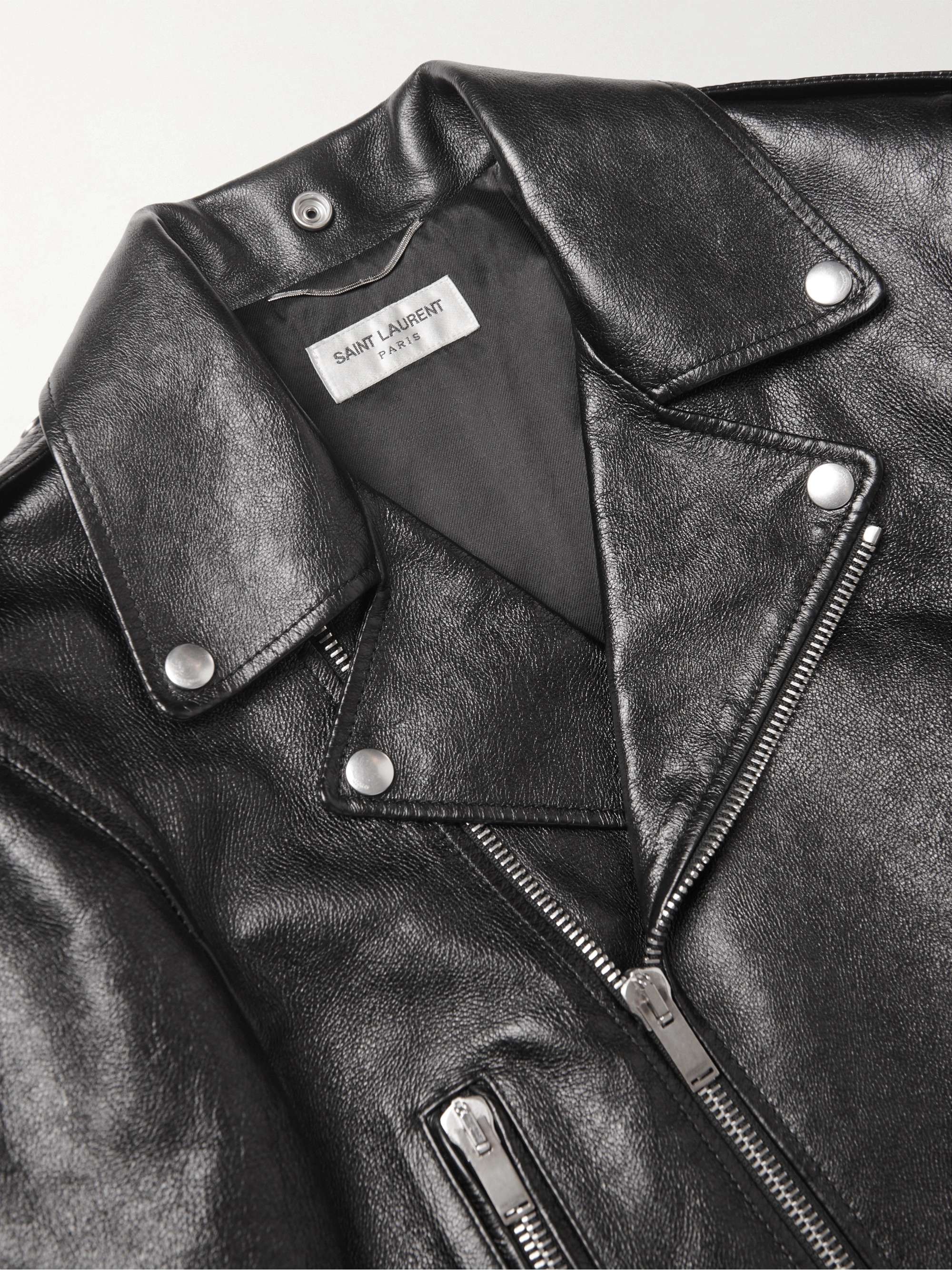 SAINT LAURENT Slim-Fit Leather Biker Jacket