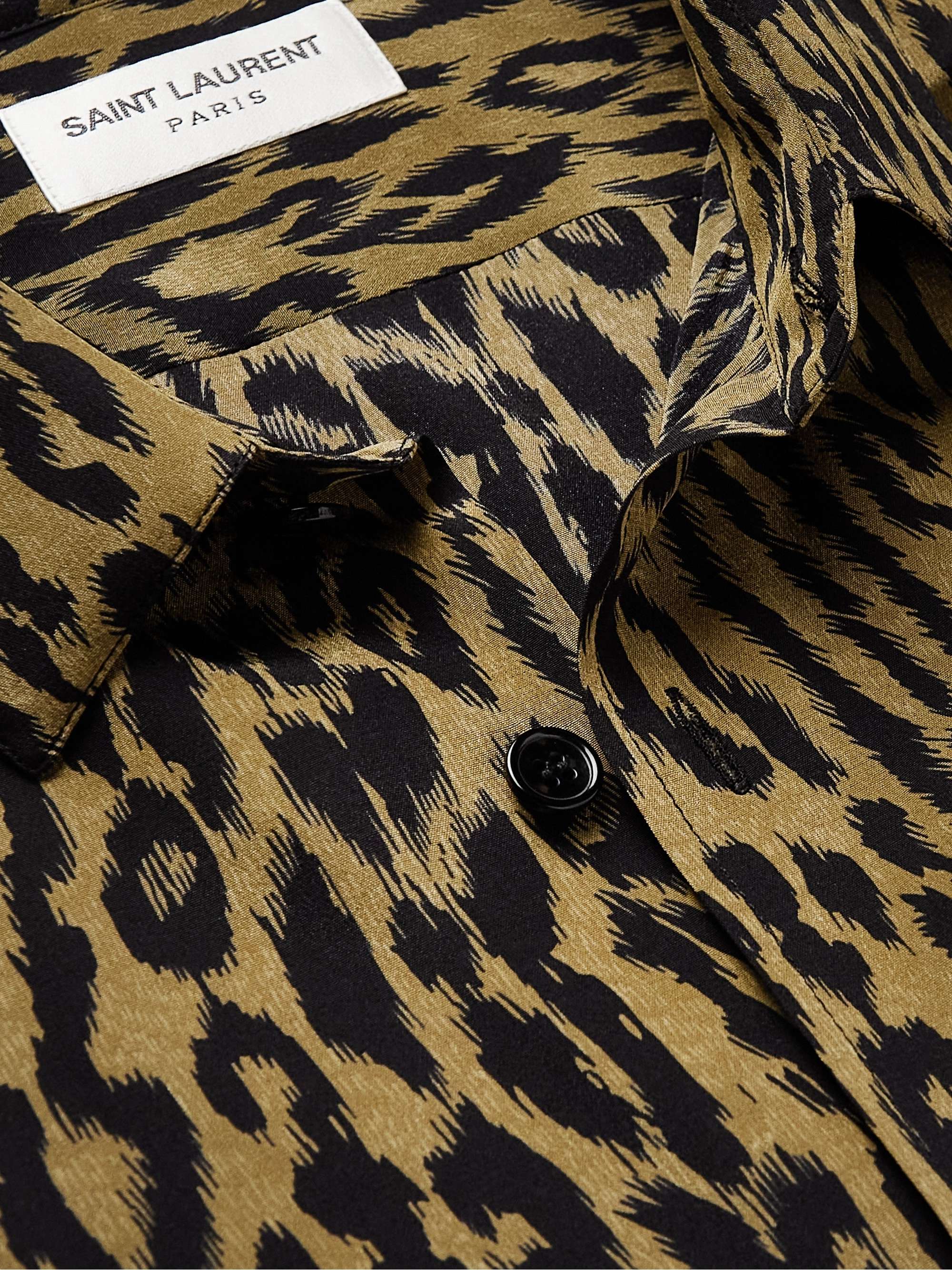 SAINT LAURENT Slim-Fit Leopard-Print Silk Crepe de Chine Overshirt