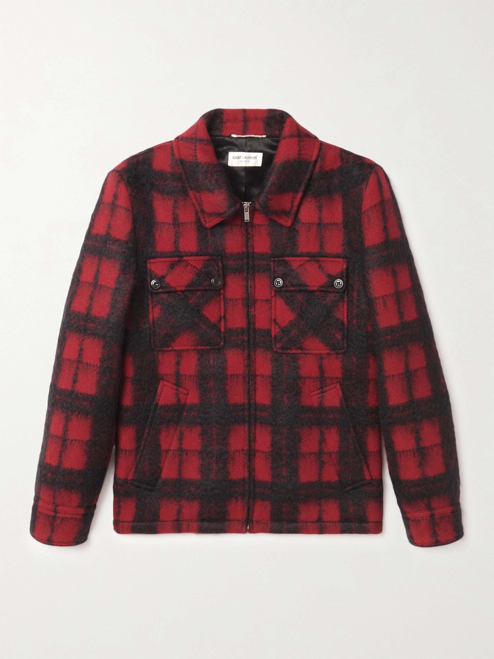 Checked Brushed Wool-Blend Overshirt