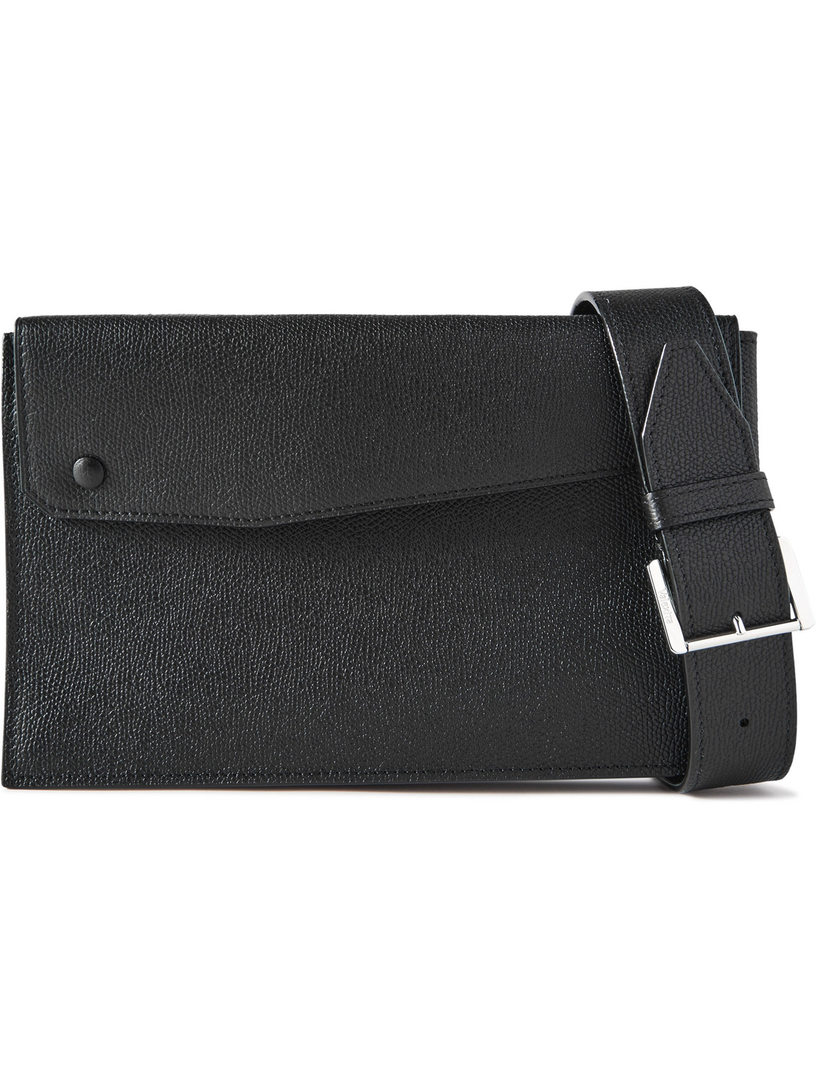 Valextra Pebble-grain Leather Messenger Bag In Black