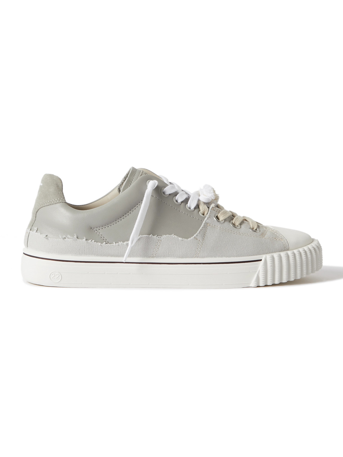 MAISON MARGIELA EVOLUTION DISTRESSED CANVAS AND LEATHER SNEAKERS