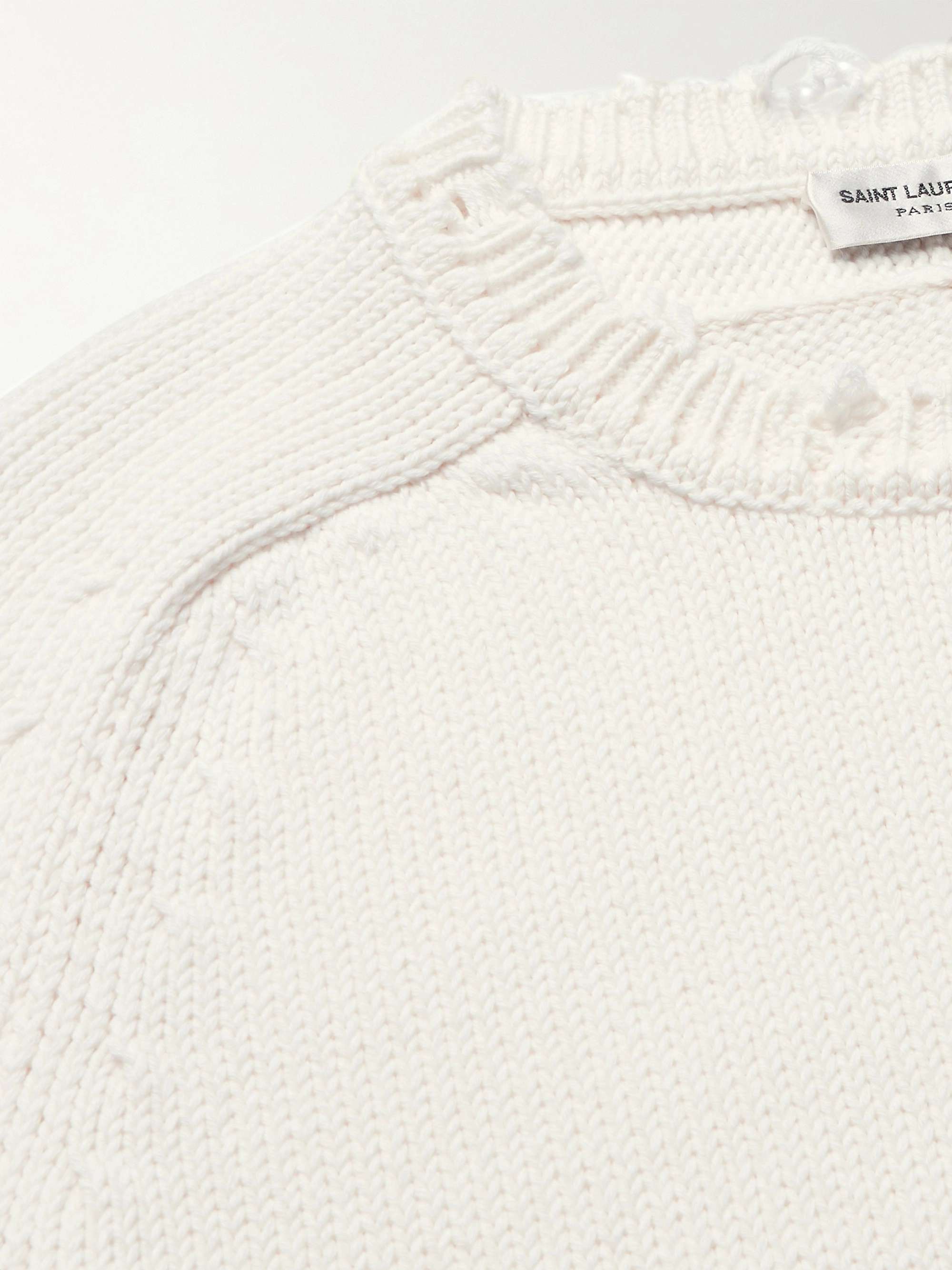 SAINT LAURENT Distressed Cotton Sweater