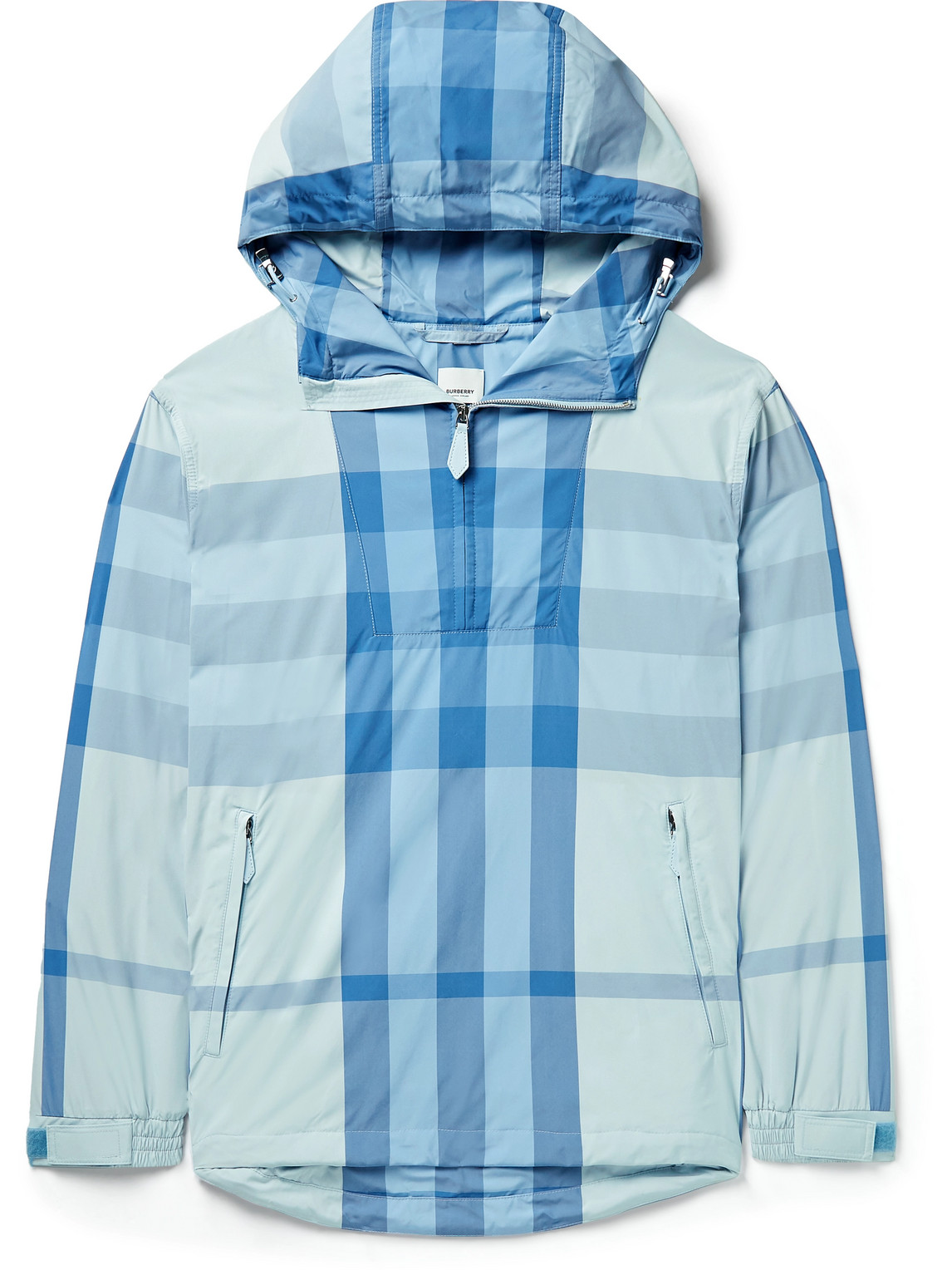 Checked Shell Half-Zip Hooded Jacket