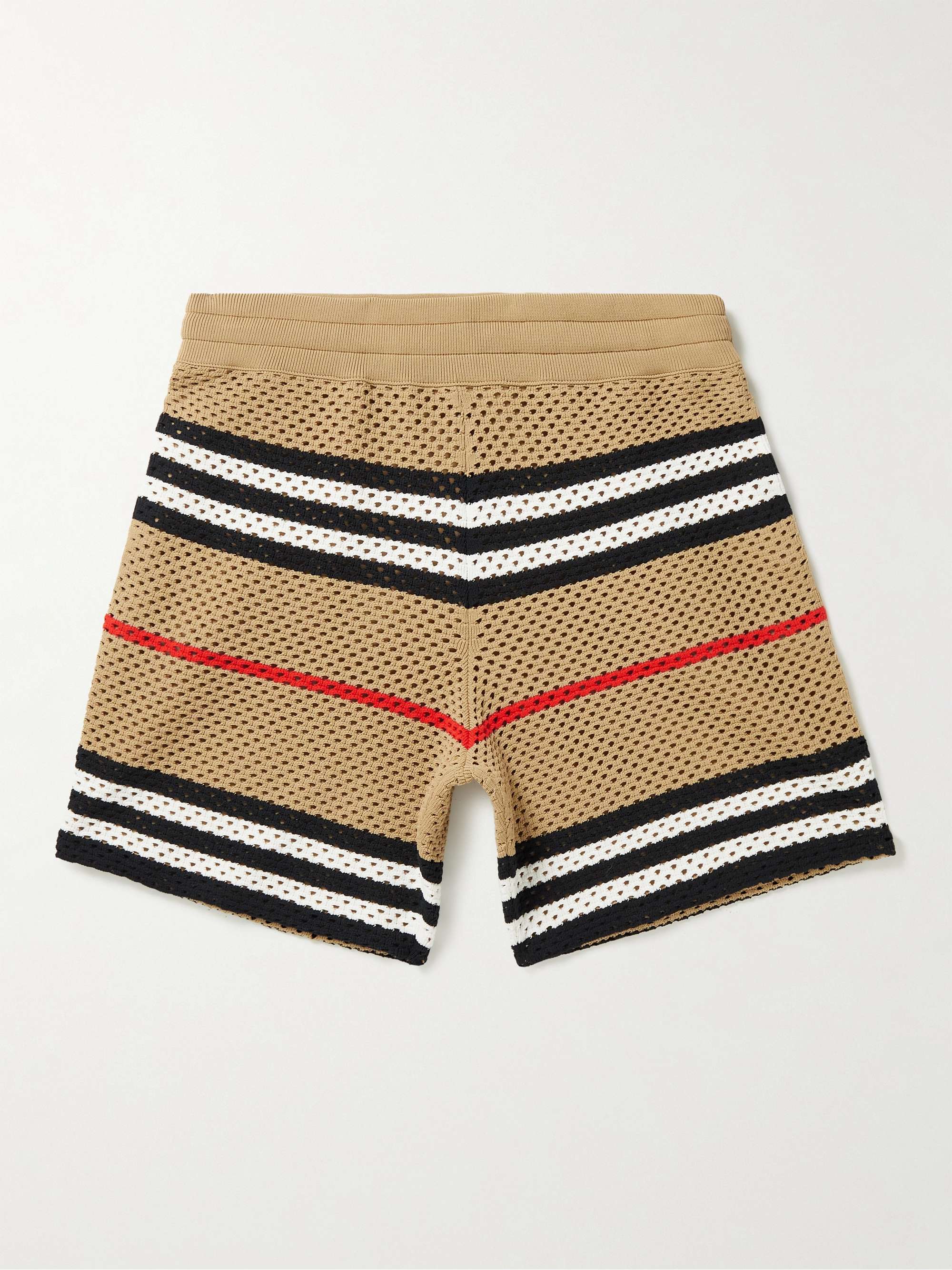 BURBERRY Straight-Leg Striped Knitted Shorts